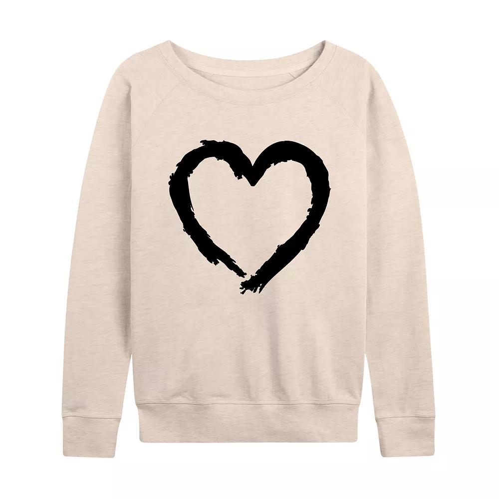 Women's Paintbrush Stroke Heart French Terry Long Sleeve Tee,  Product Image