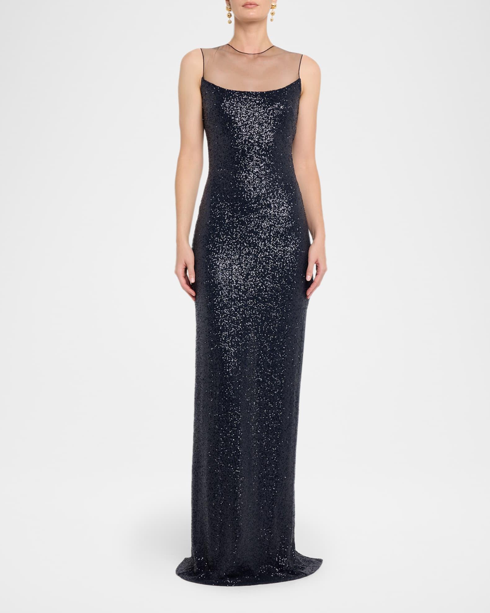 Sequined Illusion Column Gown Product Image