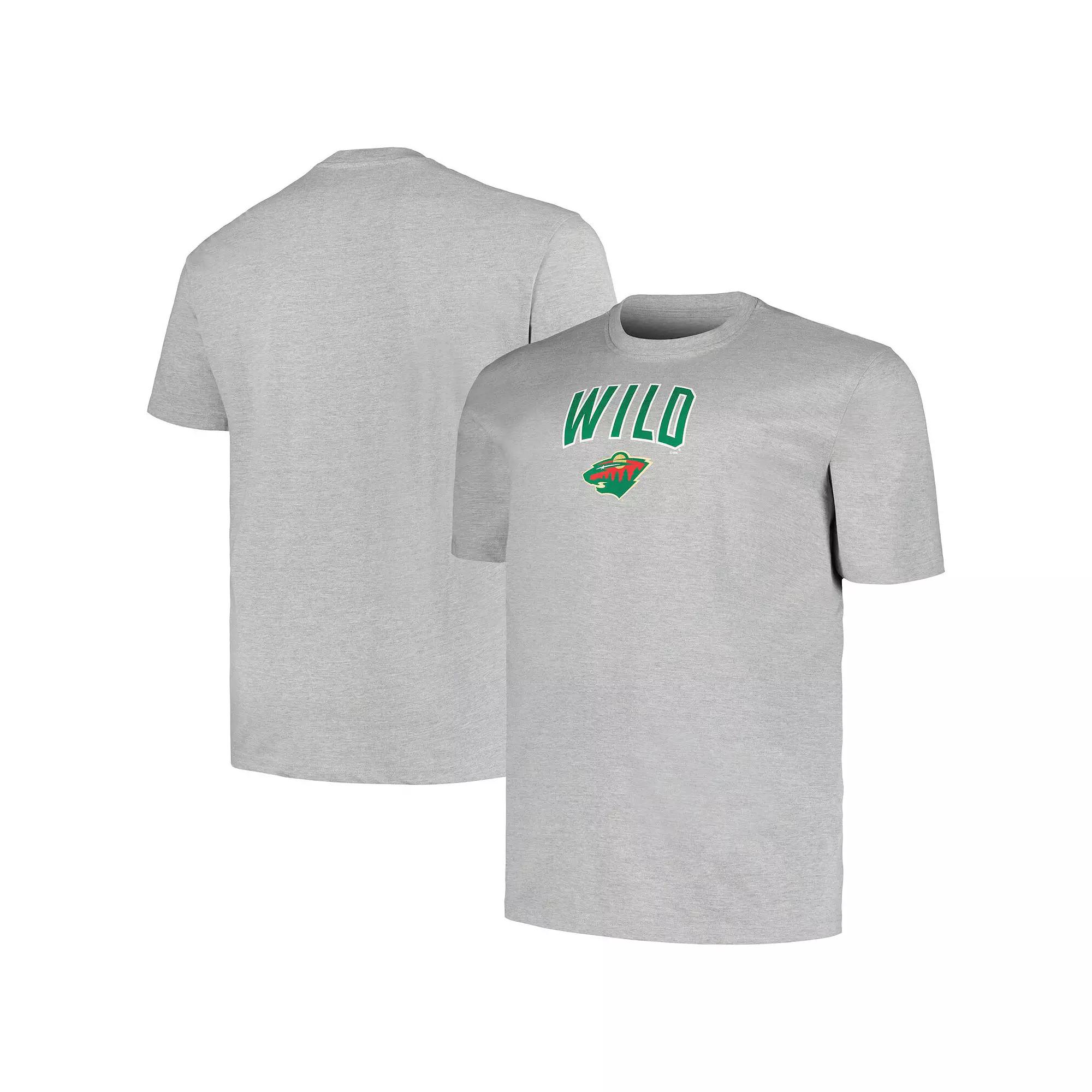 Men's Profile Heather Gray Minnesota Wild Big & Tall Arch Over Logo T-Shirt,  Product Image