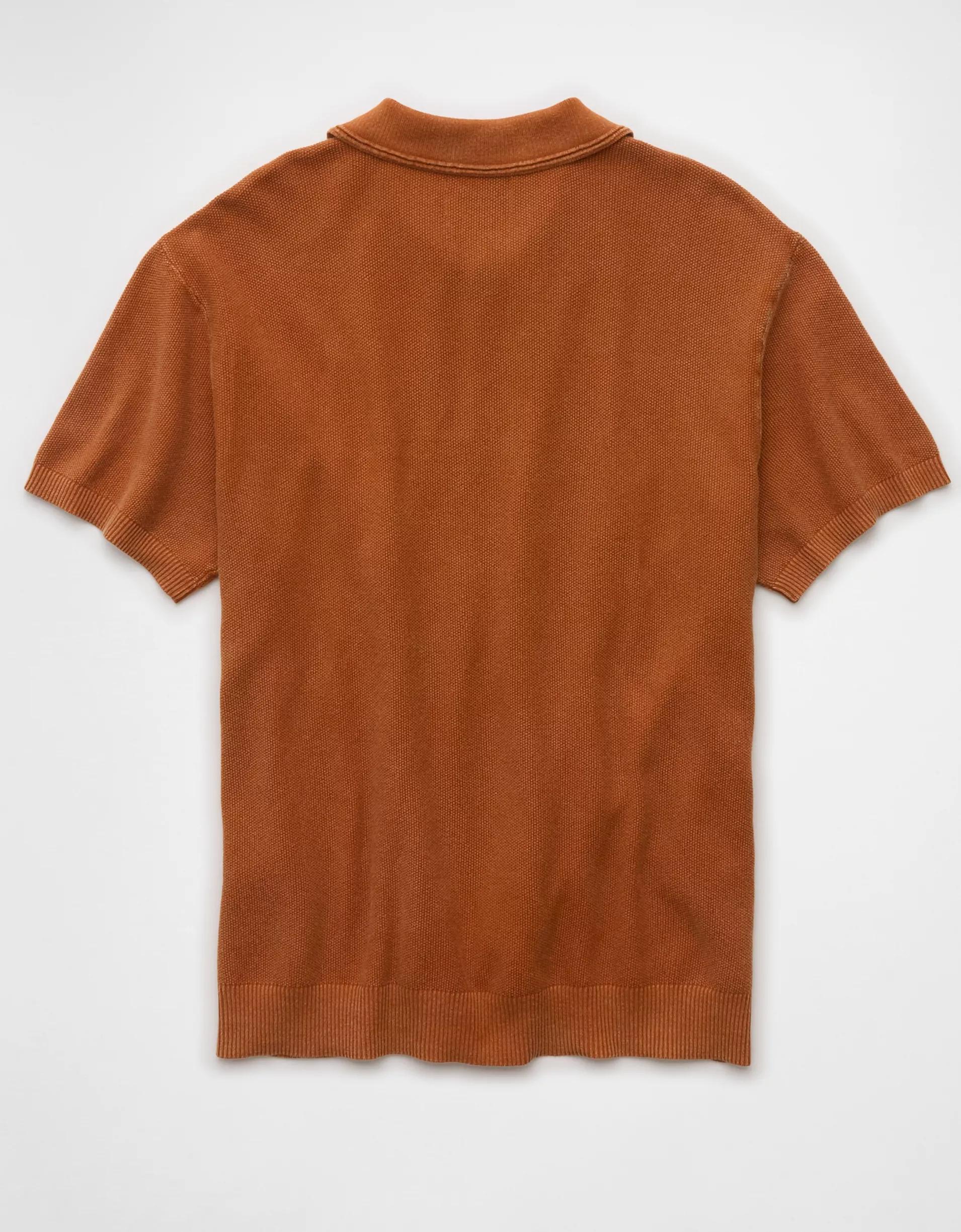 AE Weekend Washed Sweater Polo Shirt Product Image