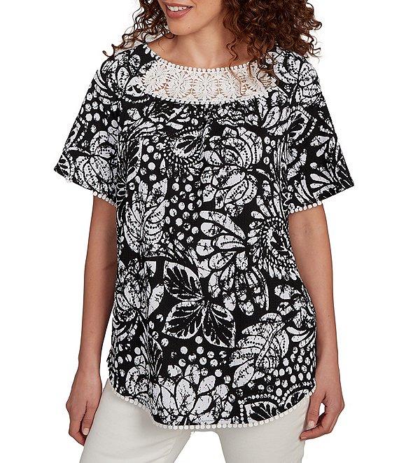 Ruby Rd. Paisley Lace Scoop Neck Short Sleeve Top Product Image