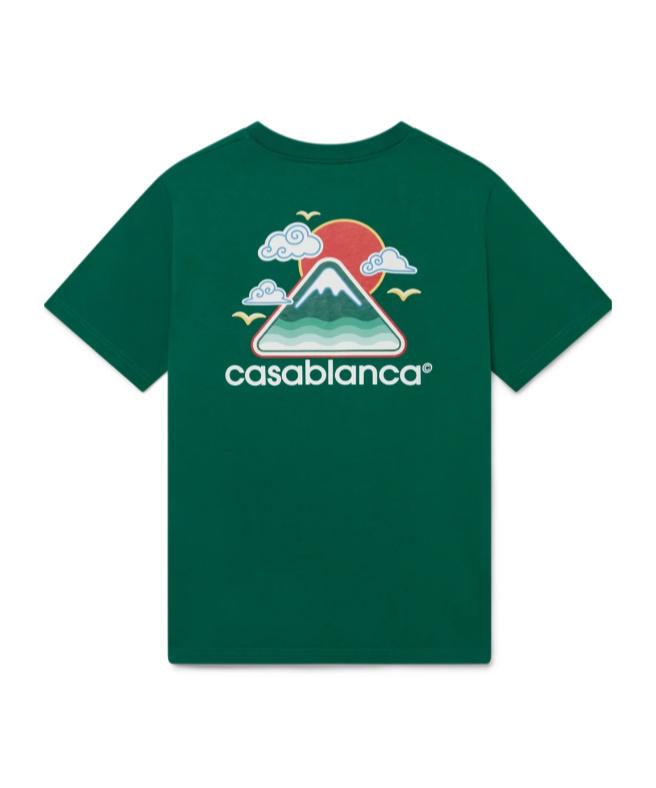 CASABLANCA Mens Montagne Ondulee Brand-print Cotton-jersey T-shirt In Green Product Image