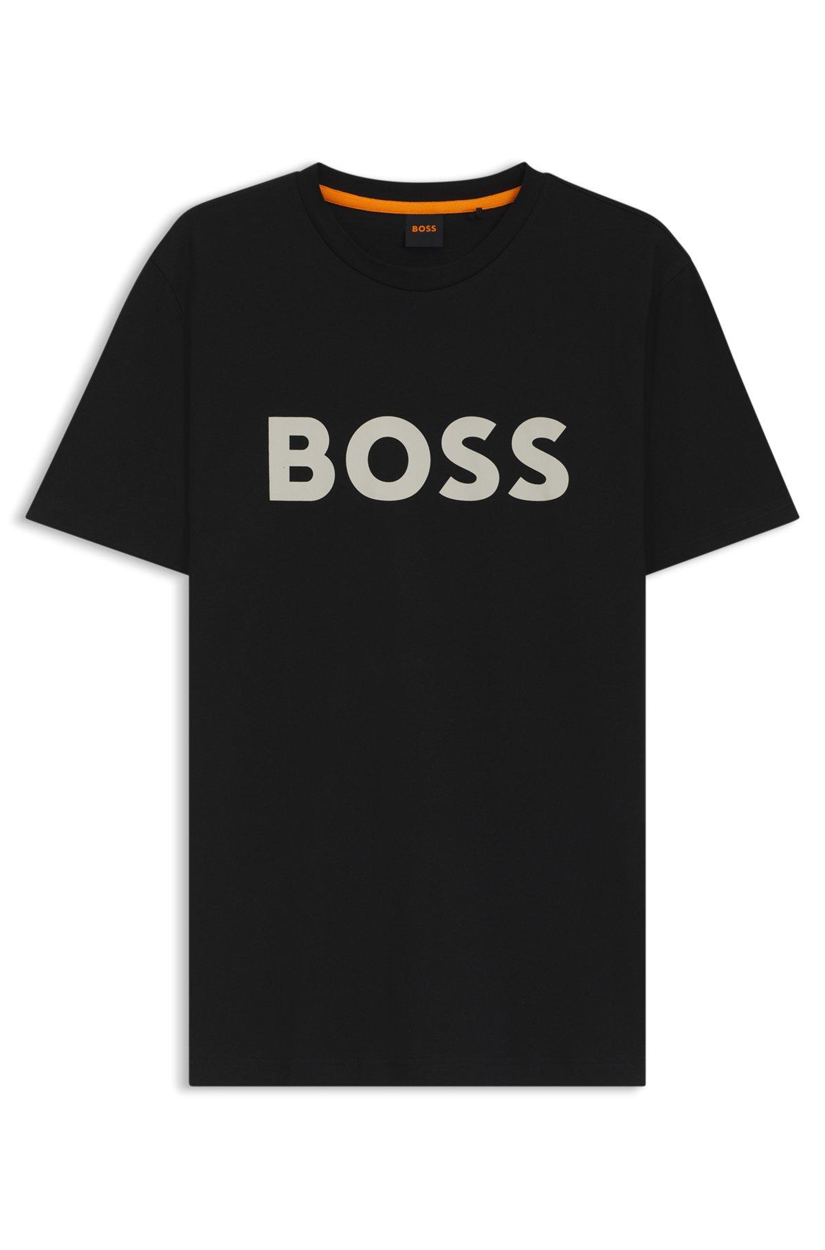 Cotton-jersey T-shirt with curved-logo print Product Image