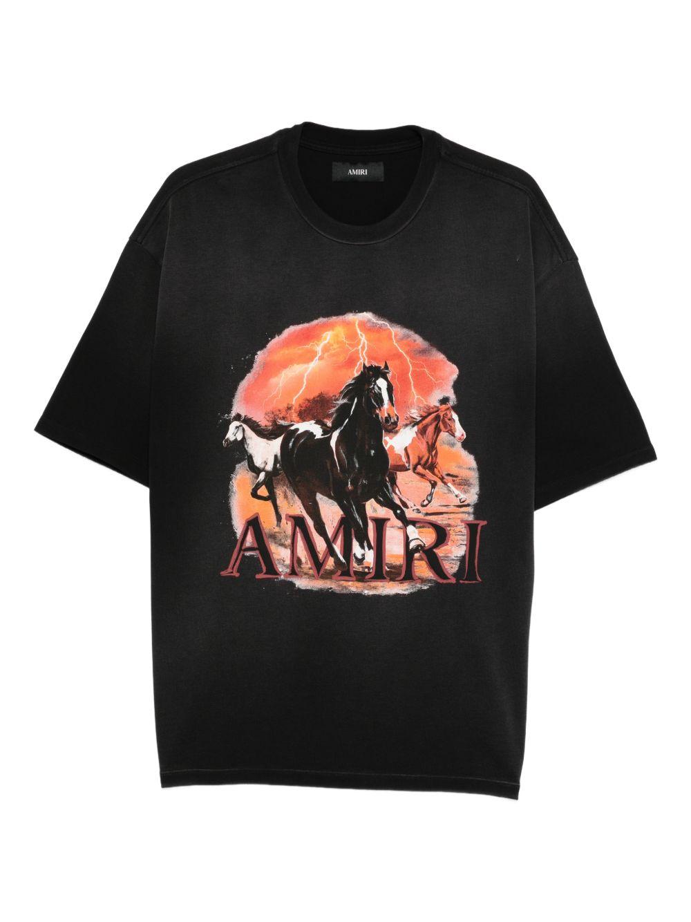 AMIRI Graphic Print Oversized Crewneck T-shirt Shirt In Black Product Image