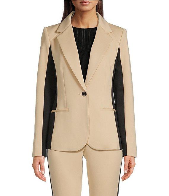 DKNY By Donna Karan Two-Toned Scuba Notch Lapel Single-Breasted Blazer Product Image