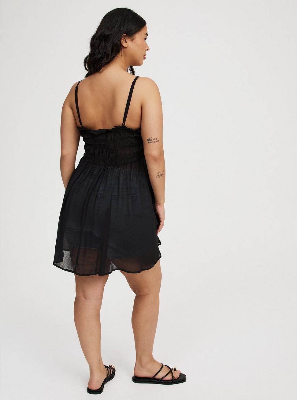 Button-Front Smocked Tunic Cami Product Image