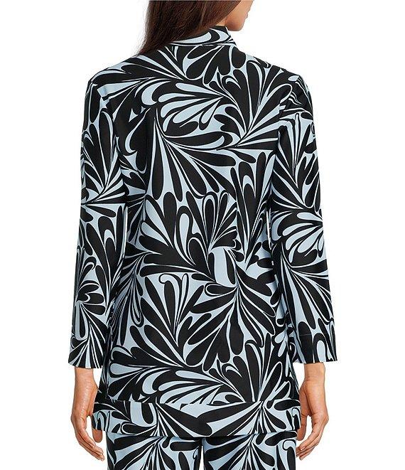 Jude Connally Chris Decorative Fan Pool Print Jude Cloth Stretch Knit Mandarin Collar Bracelet Sleeve Coordinating Top Product Image