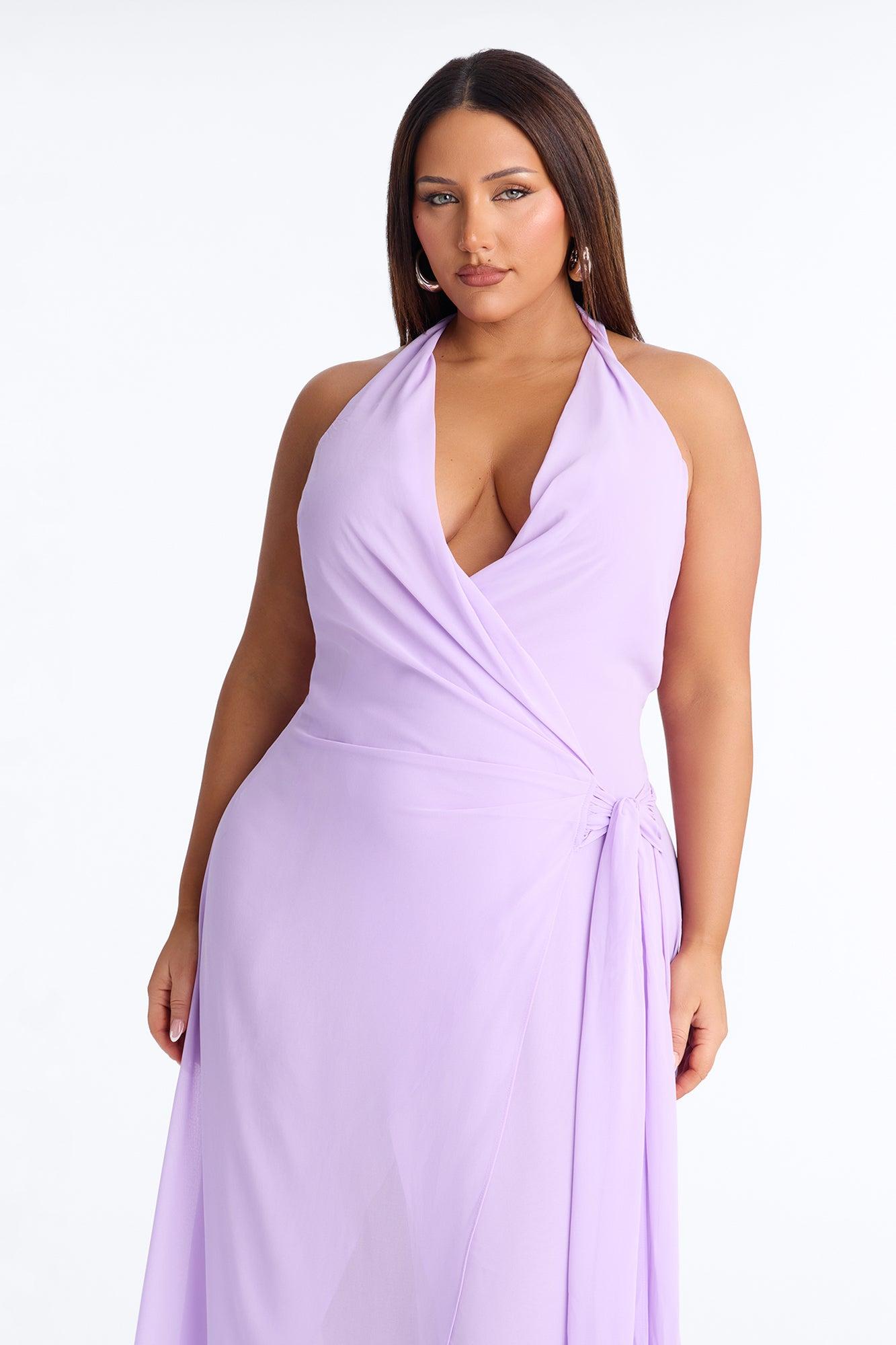 Allyson Chiffon Wrap Maxi Dress - Lavender Female Product Image