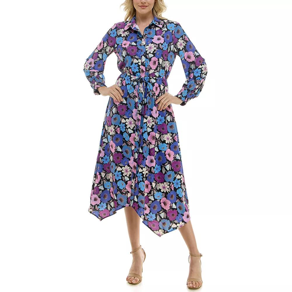 Women's Nicole Miller Tie Waist Shirt Dress, Size: 8, Multi Print Product Image