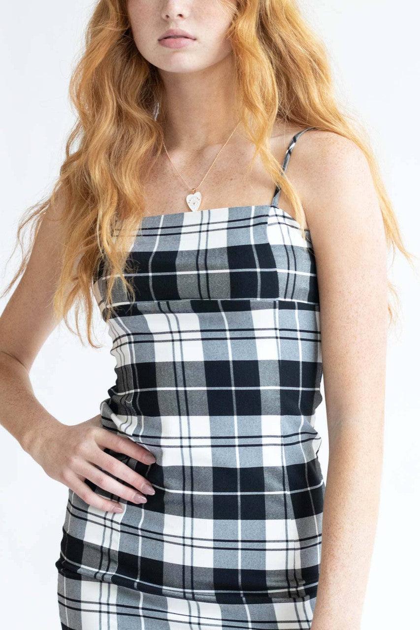 Black Plaid Mini Dress Product Image
