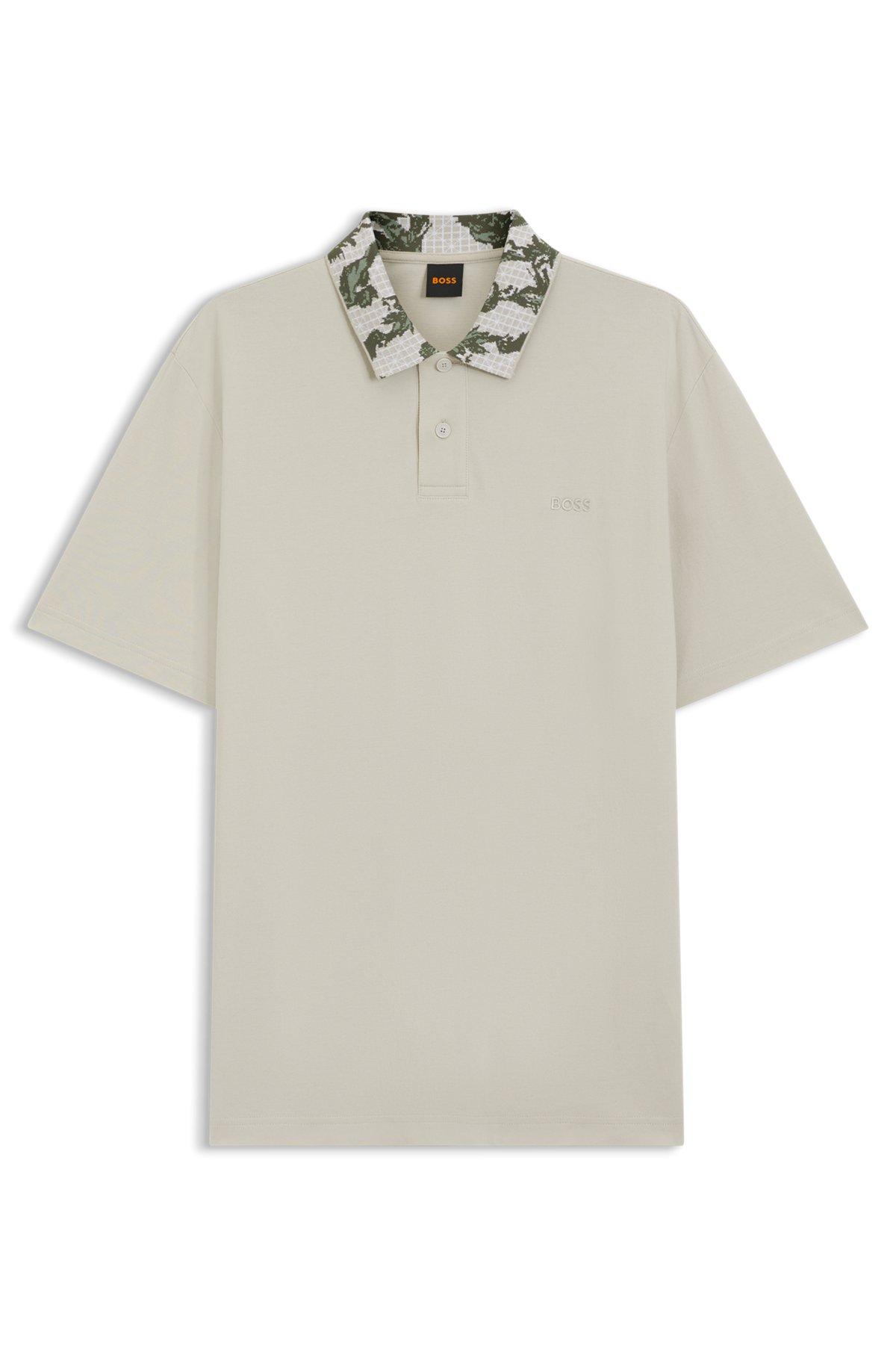 Relaxed-fit polo with jacquard collar Product Image