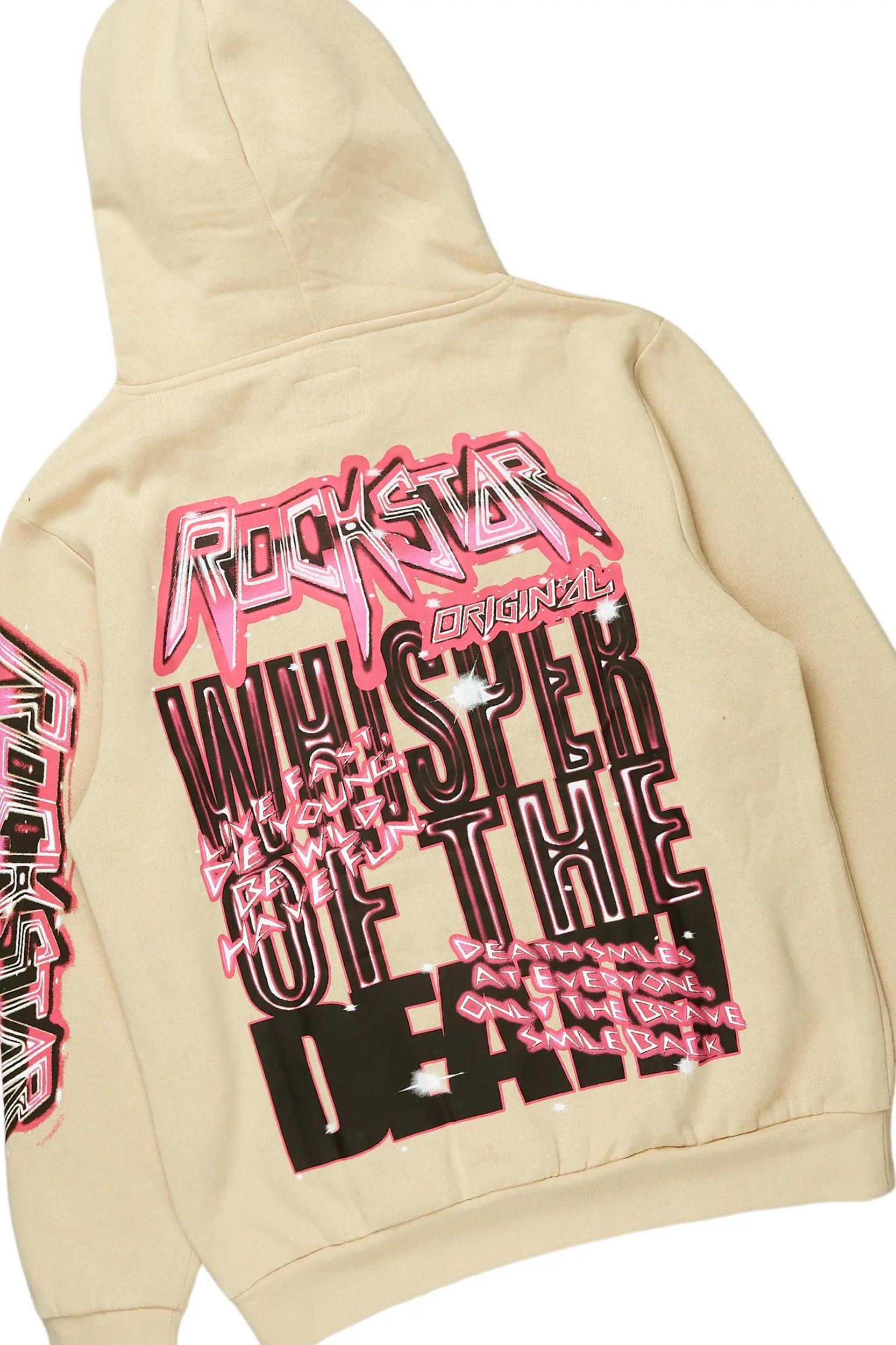 Obern Beige/Black Graphic Hoodie/Stacked Flare Pant Track Set Male Product Image