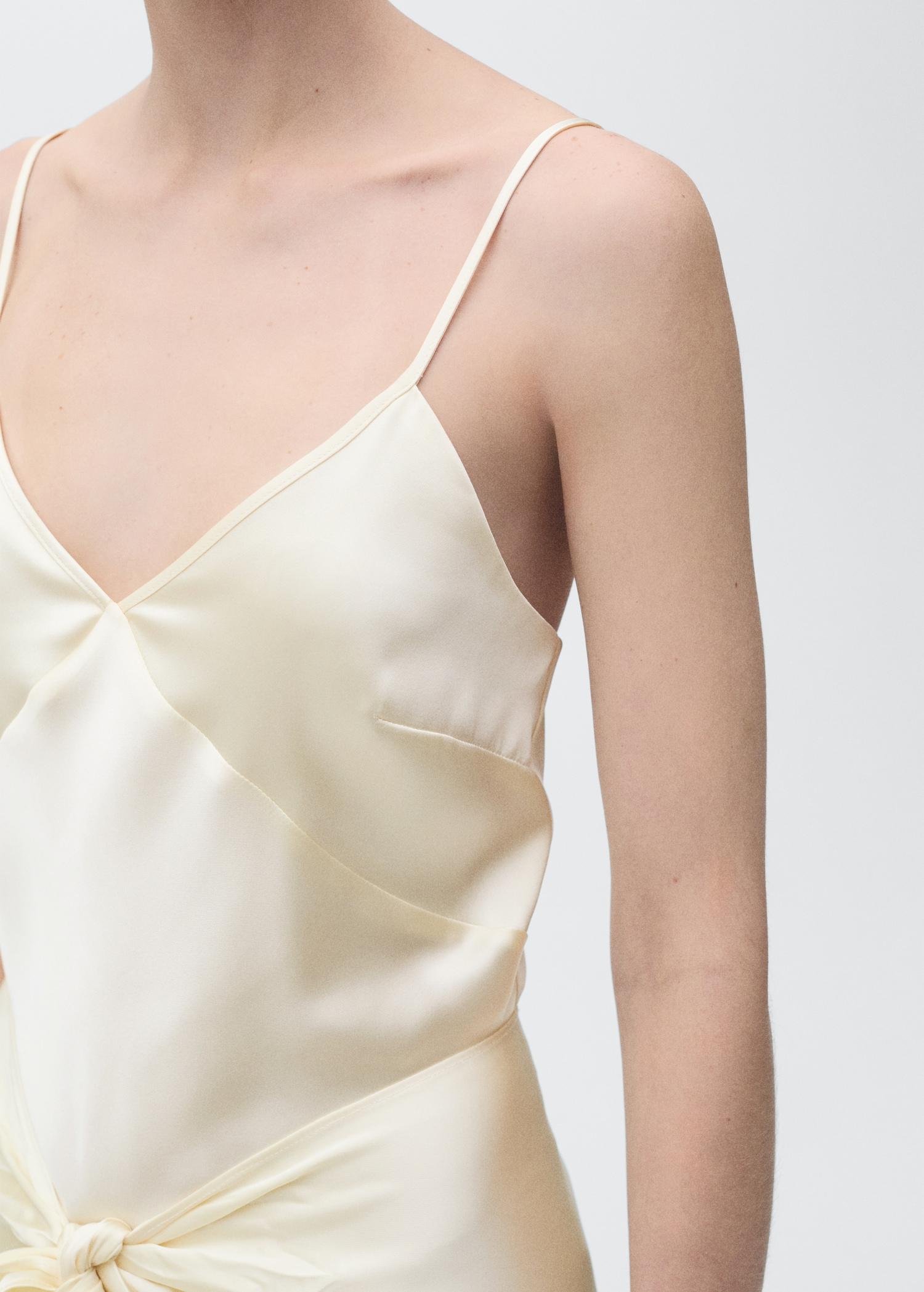 V-neck satin top - Women | MANGO USA Product Image