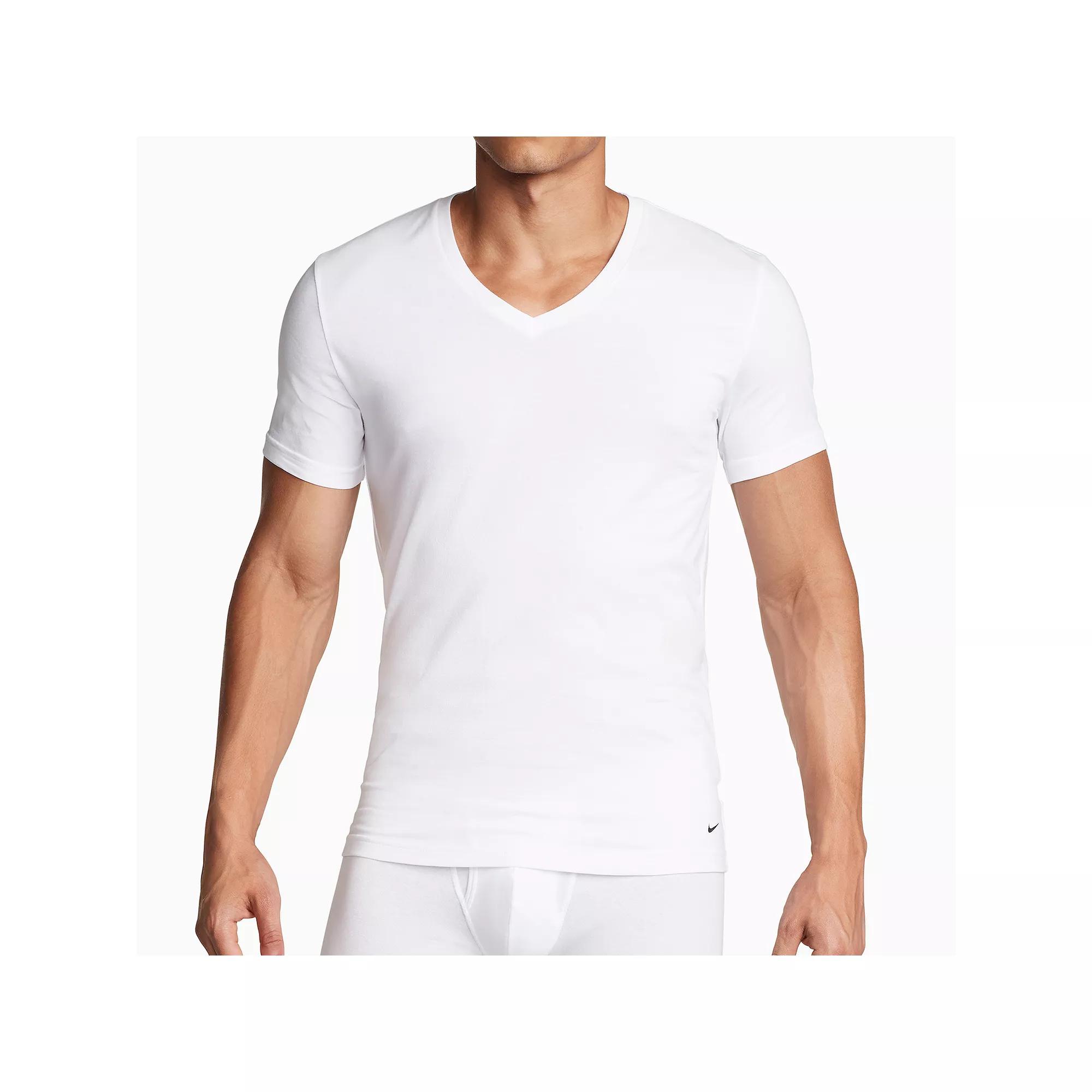 Men's Nike 2-Pack Dri-FIT Essential Cotton Stretch V-Neck Undershirt,  Product Image