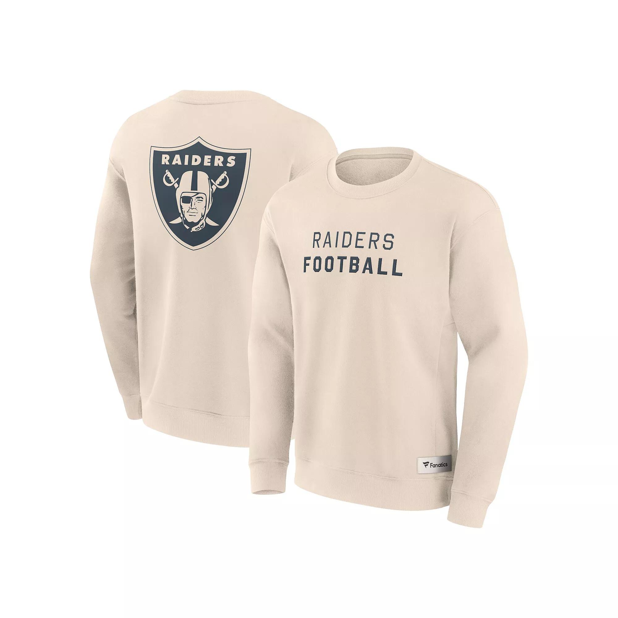 Men's Fanatics Cream Las Vegas Raiders Elements Future Ground Lettering Pullover Sweatshirt,  Product Image