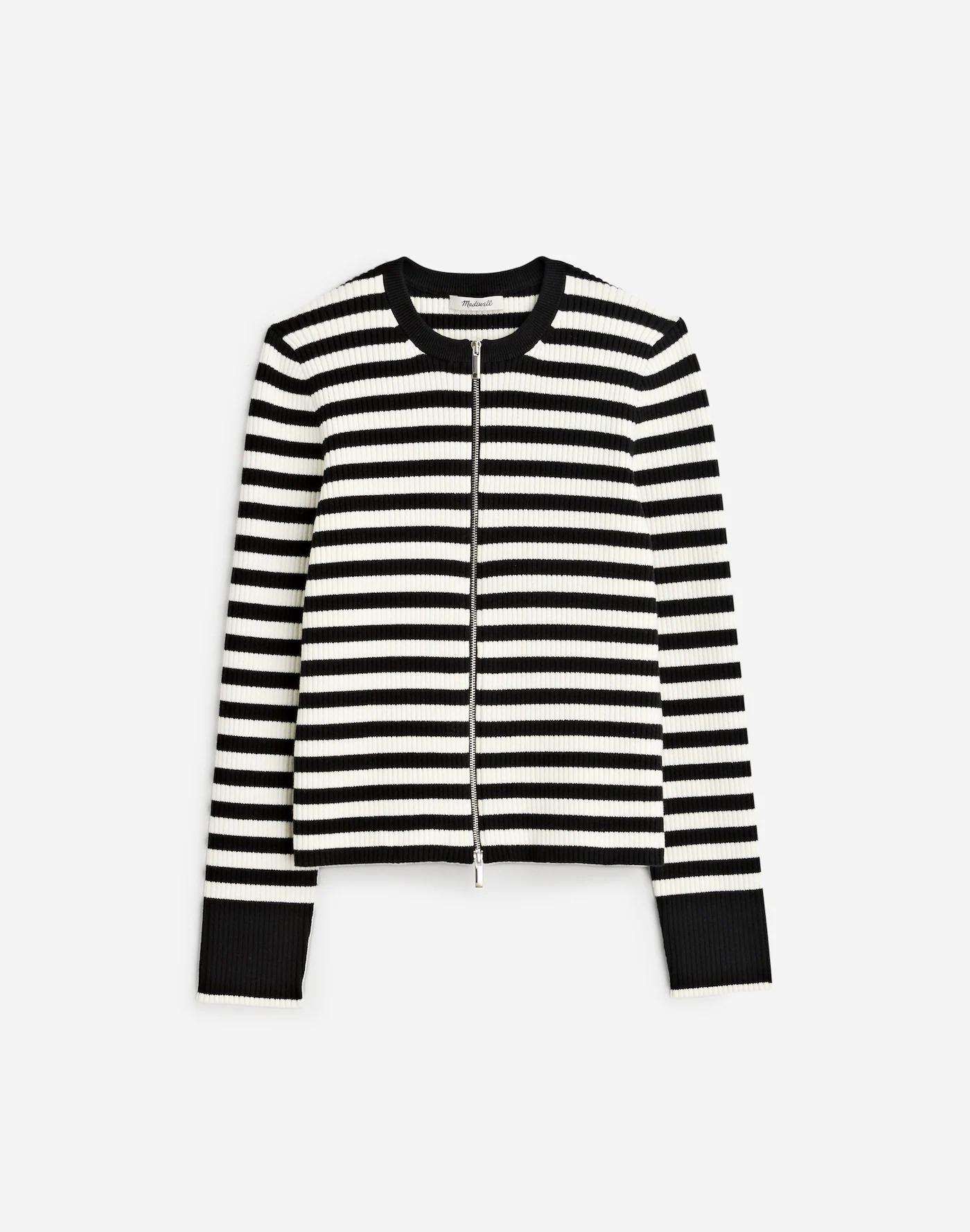 Zip-Front Cardigan in Stripe Product Image