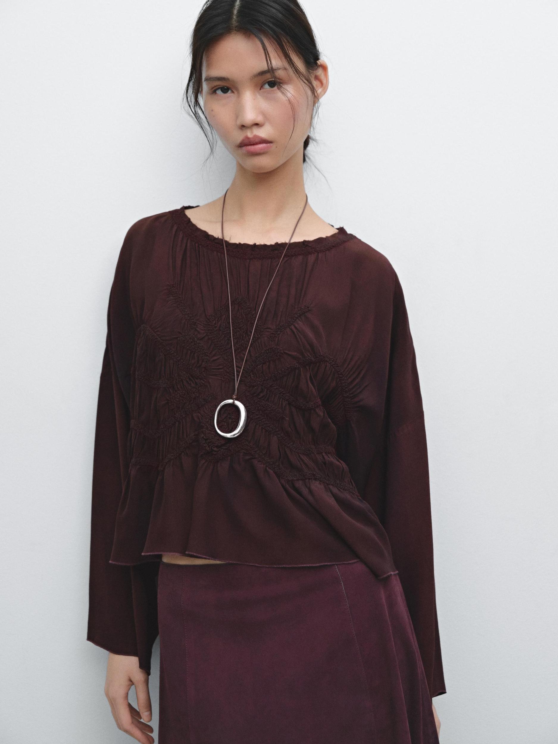 Flowing blouse with gathered detail Product Image