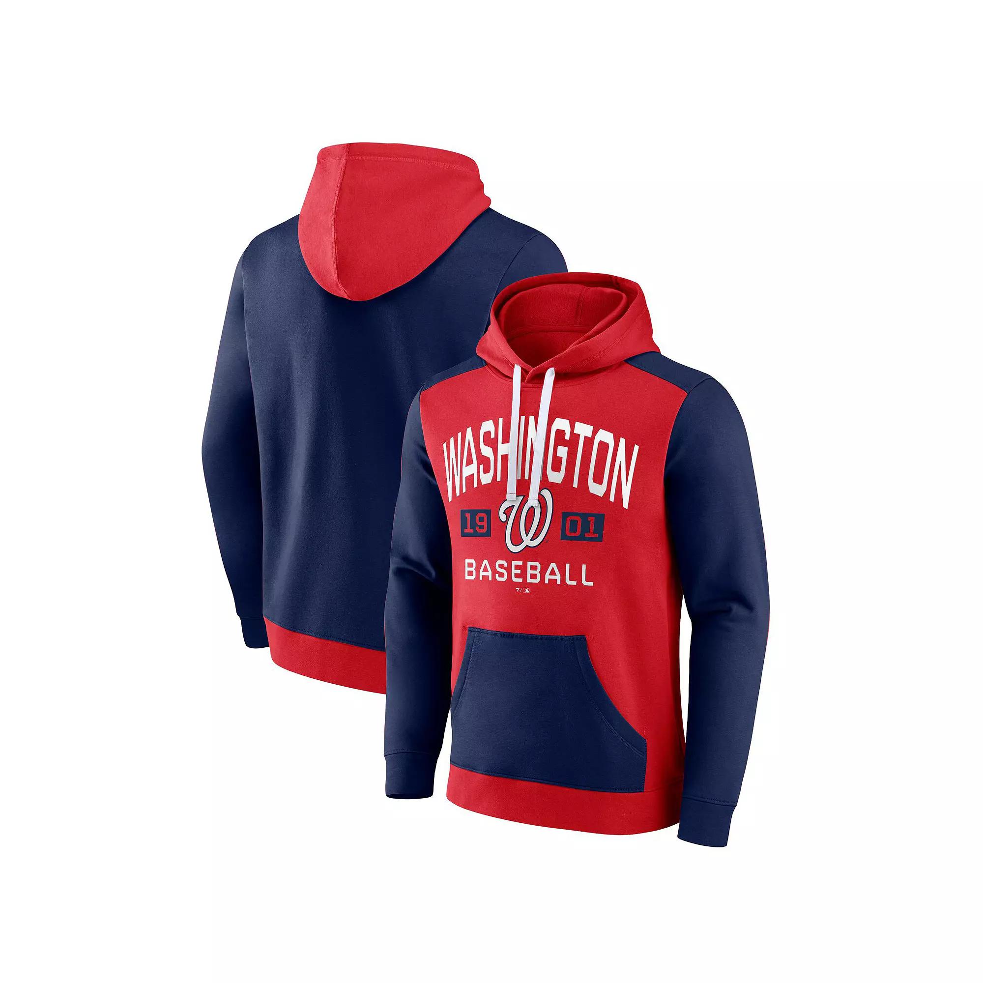 Men's Fanatics Branded Red/Navy Washington Nationals Chip In Team Pullover Hoodie, Size: XL Product Image