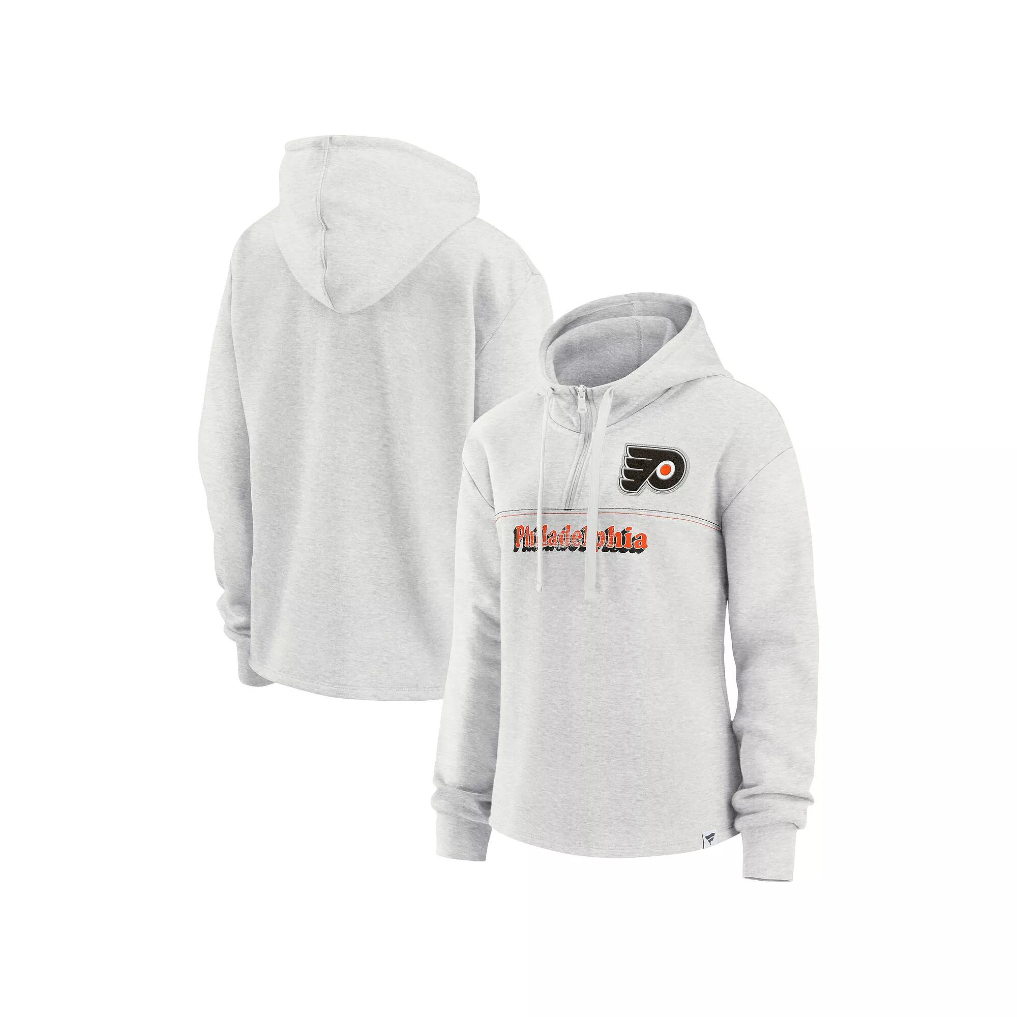 Women's Fanatics Branded Ash Philadelphia Flyers True Classics Legacy Quarter-Zip Hoodie, Size: Small, Fly Black Product Image