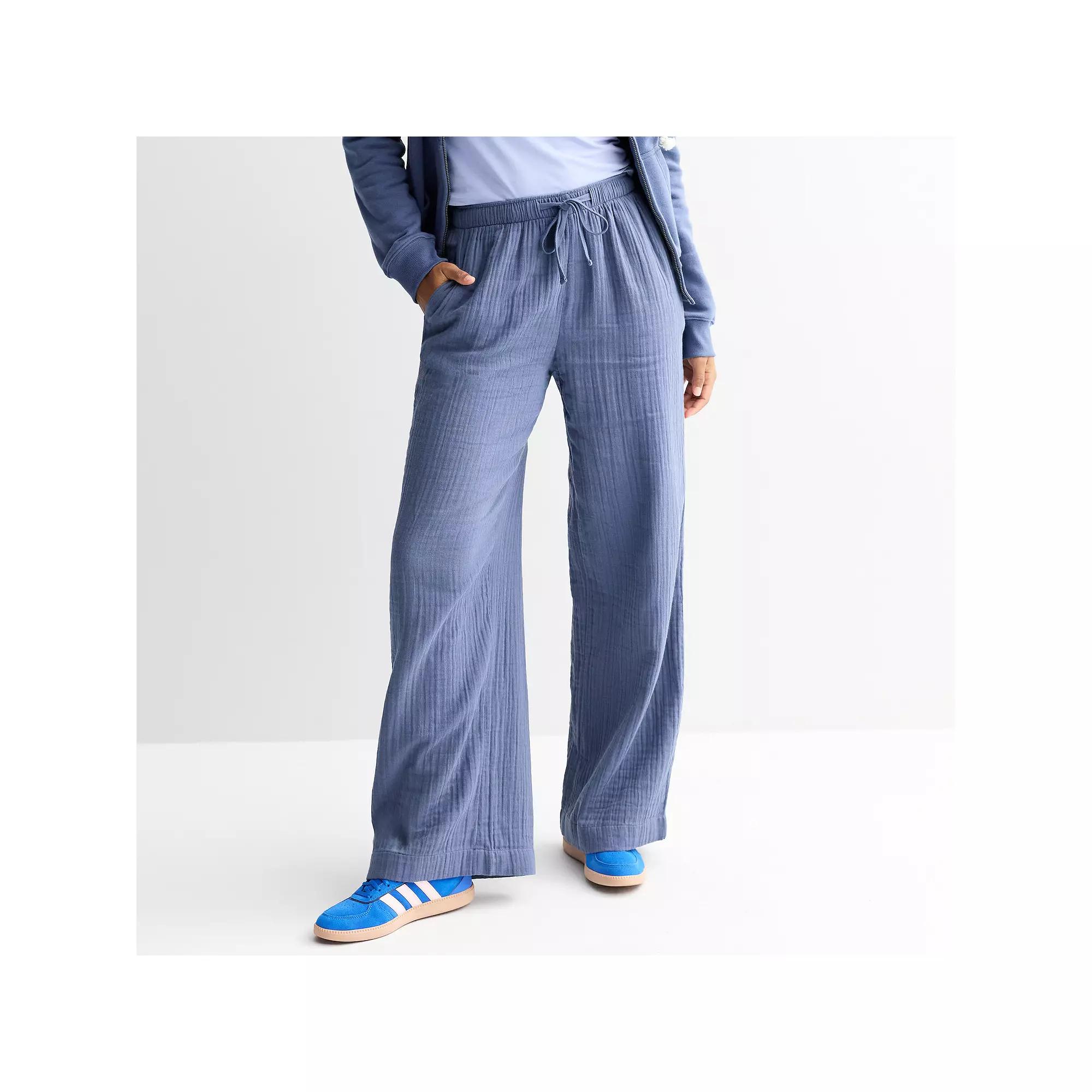 Juniors' SO® Mid Rise Double Gauze Pants, Women's,  Product Image
