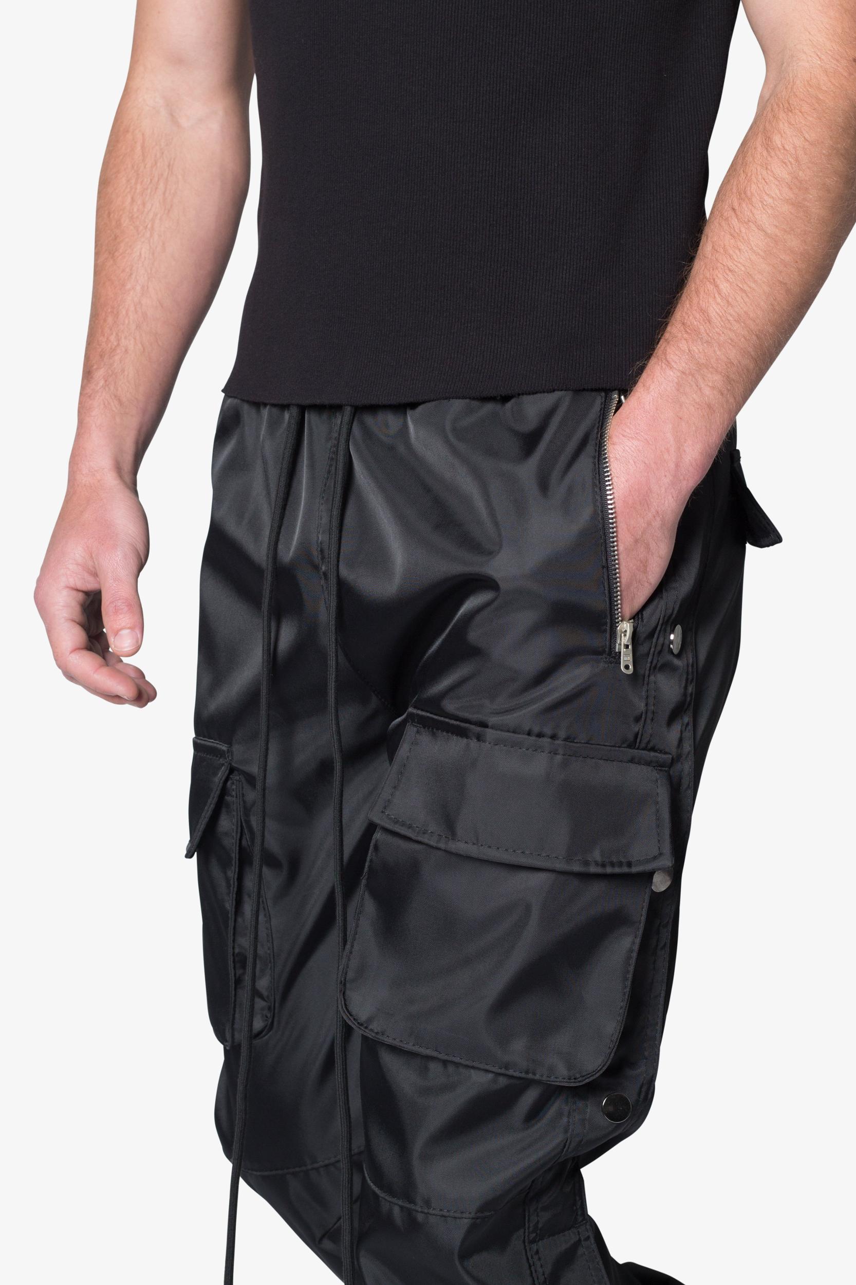 Snap Front Cargo Pants - Black Product Image