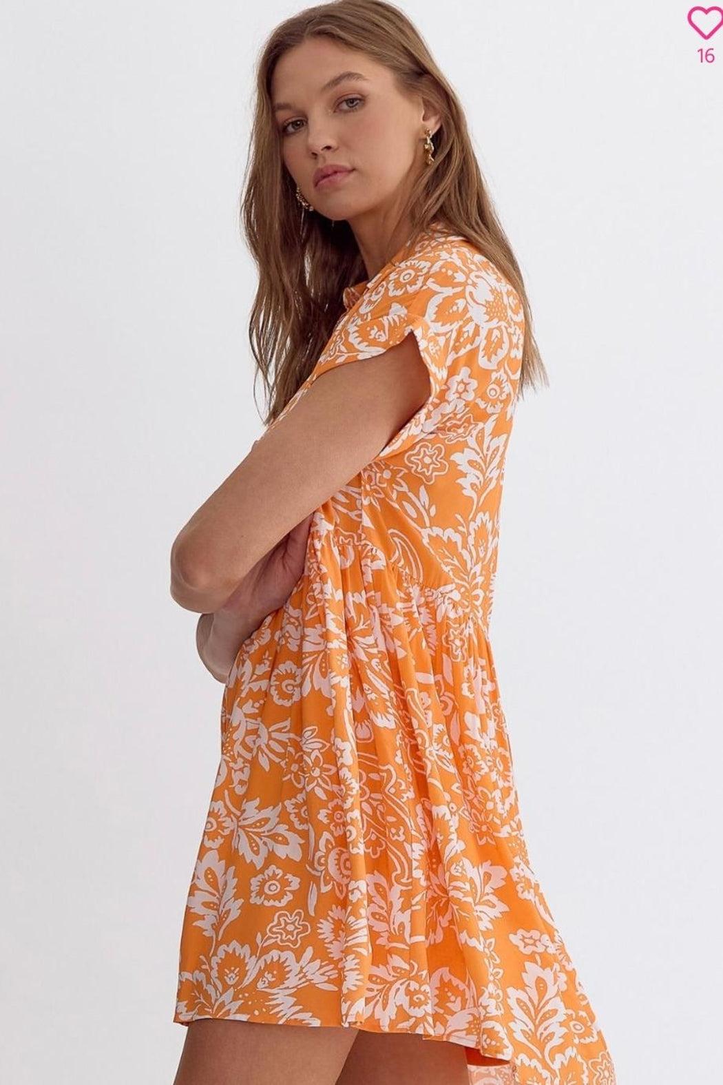 Dress, Orange Floral Product Image