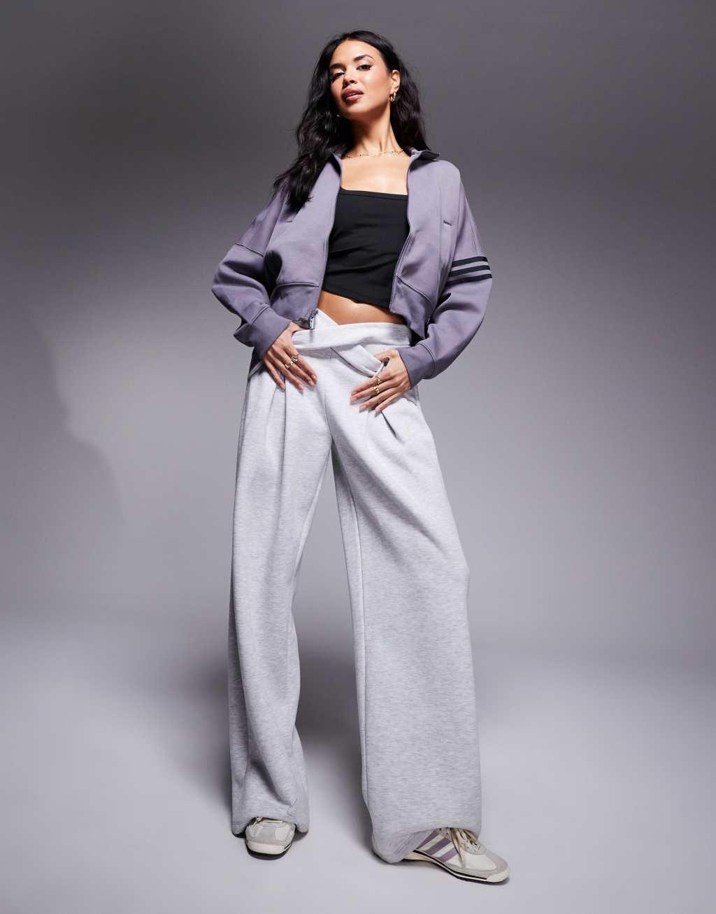 adidas Originals neuclassics zip up sweatshirt in gray Product Image