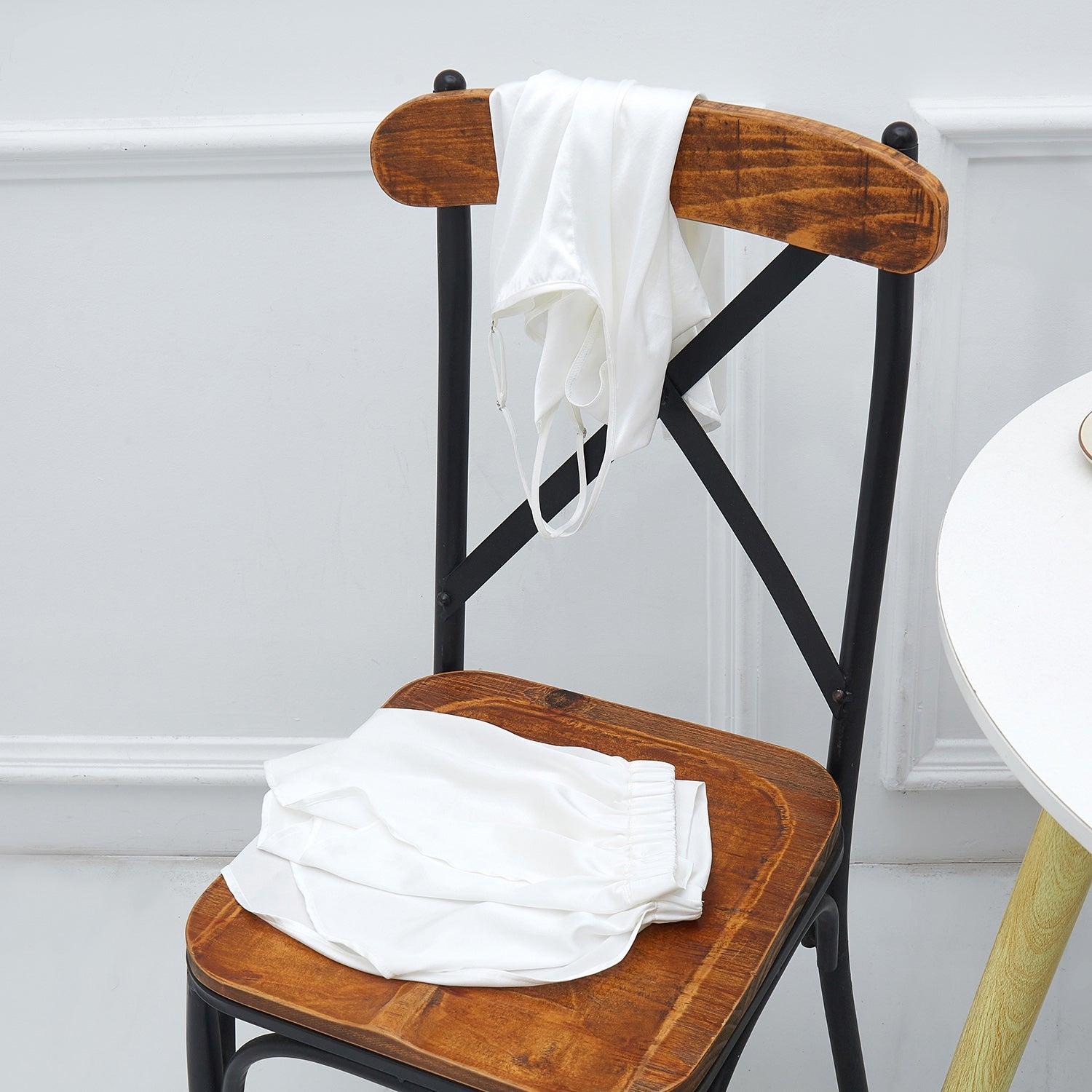 Pearl White Pure Mulberry Silk Petal Camisole Top | Mid-Waist Shorts | Silk Charmeuse Lingerie | Bridesmaid Gift Pj Set | Soar Collection Product Image