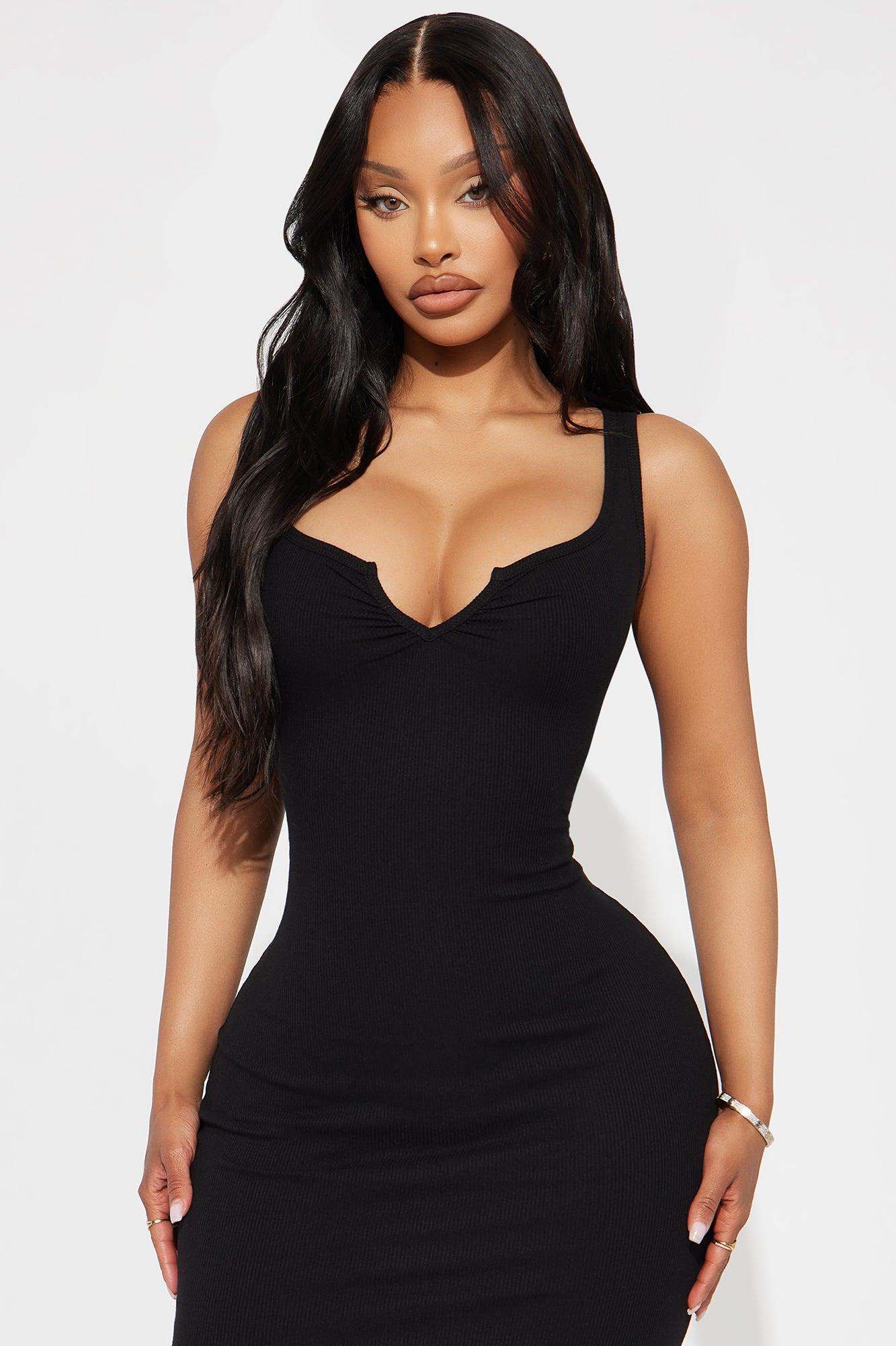 Sadie Ribbed Midi Dress - Black Product Image