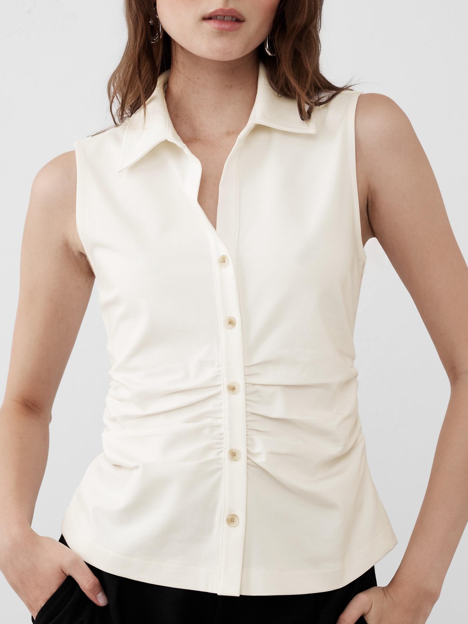 Shirred-Waist Ponte Top Product Image