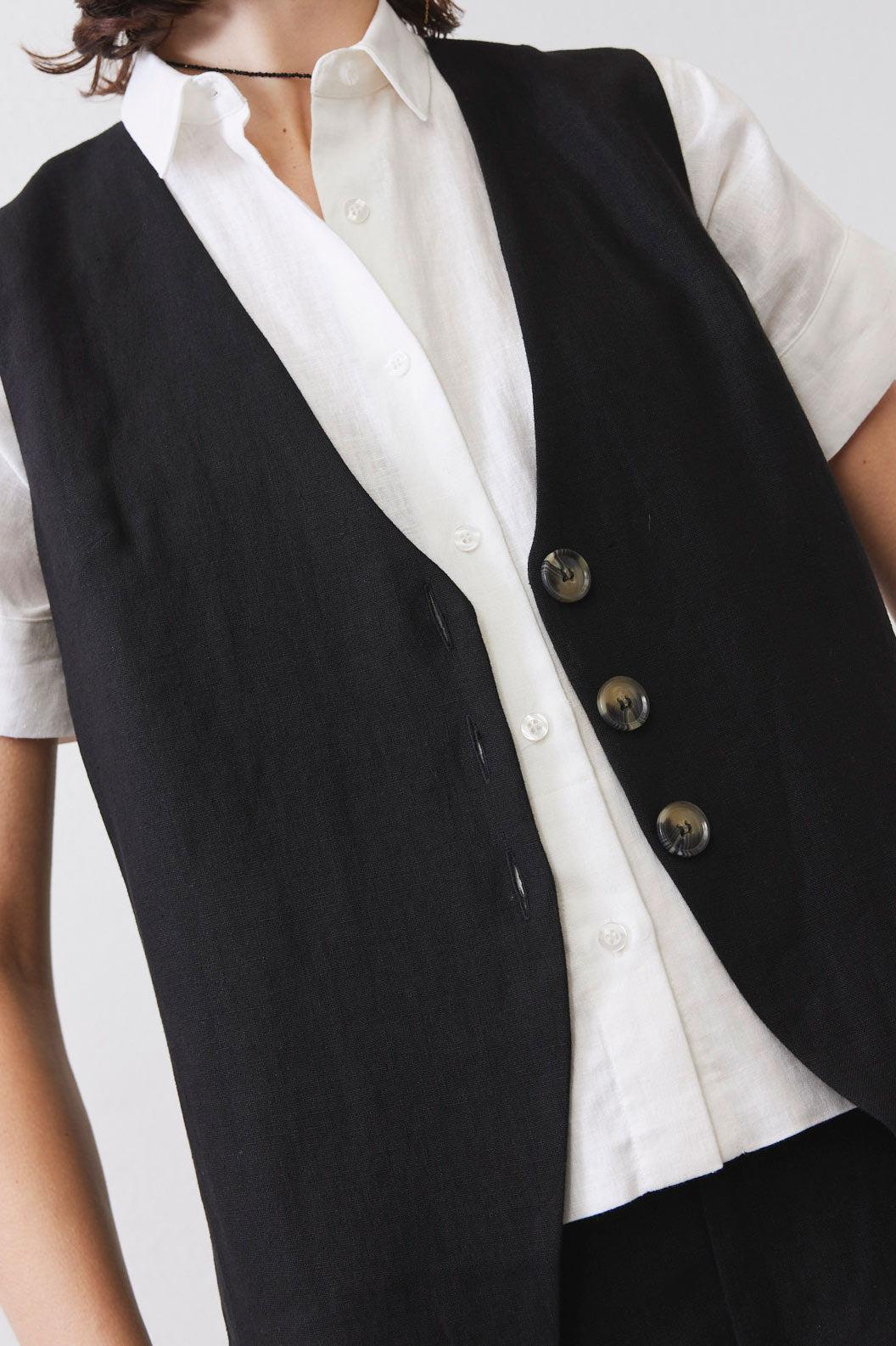 The Linen Button Vest Product Image