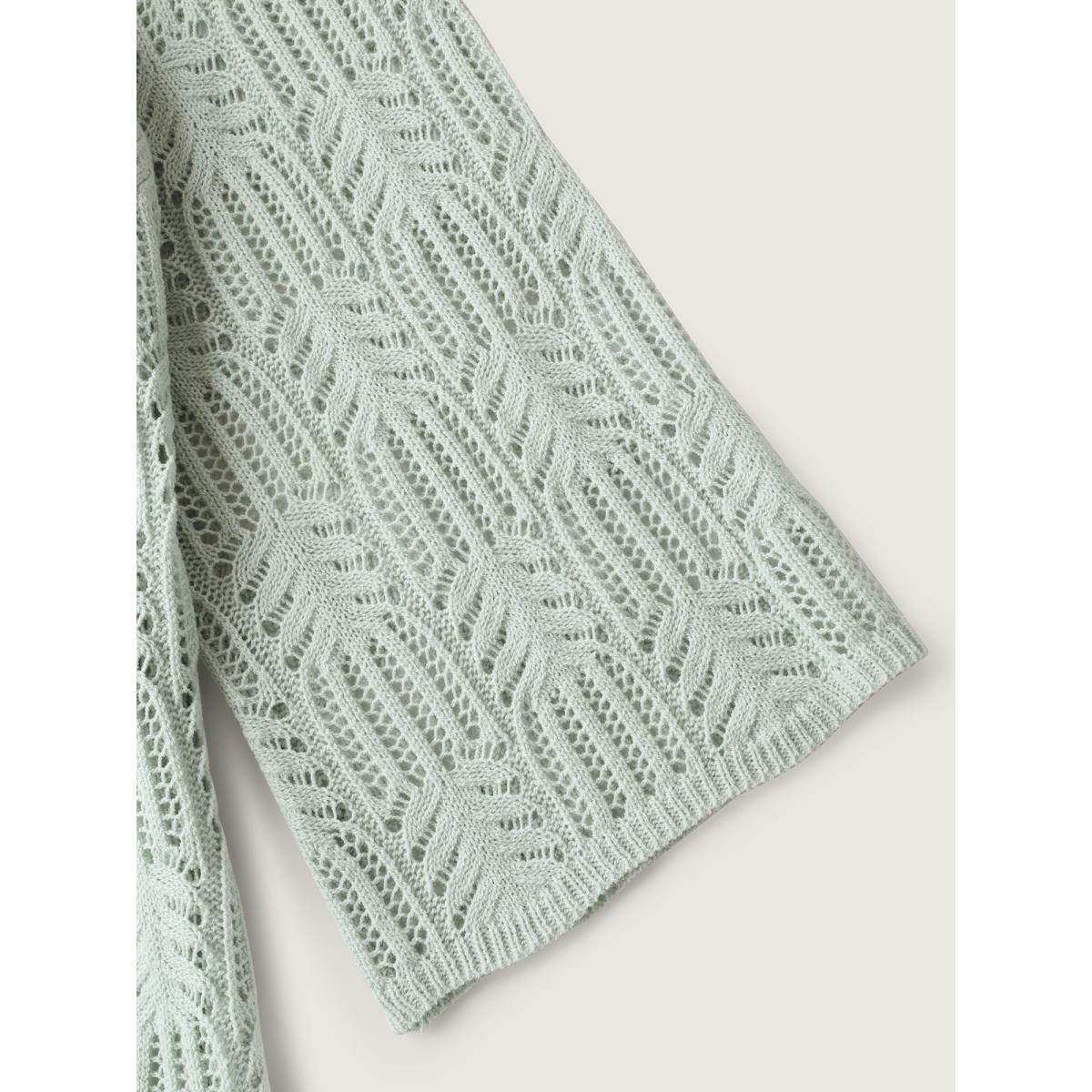 Plus Size Textured Cut-Out Flared Sleeve Lightweight Pullover Greenbean Women Leisure Loose Long Sleeve Round Neck Casual Pullovers BloomChic 22-24/3X Product Image