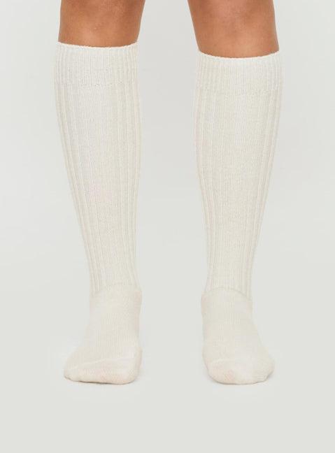 Boderline Knee High Socks White Product Image