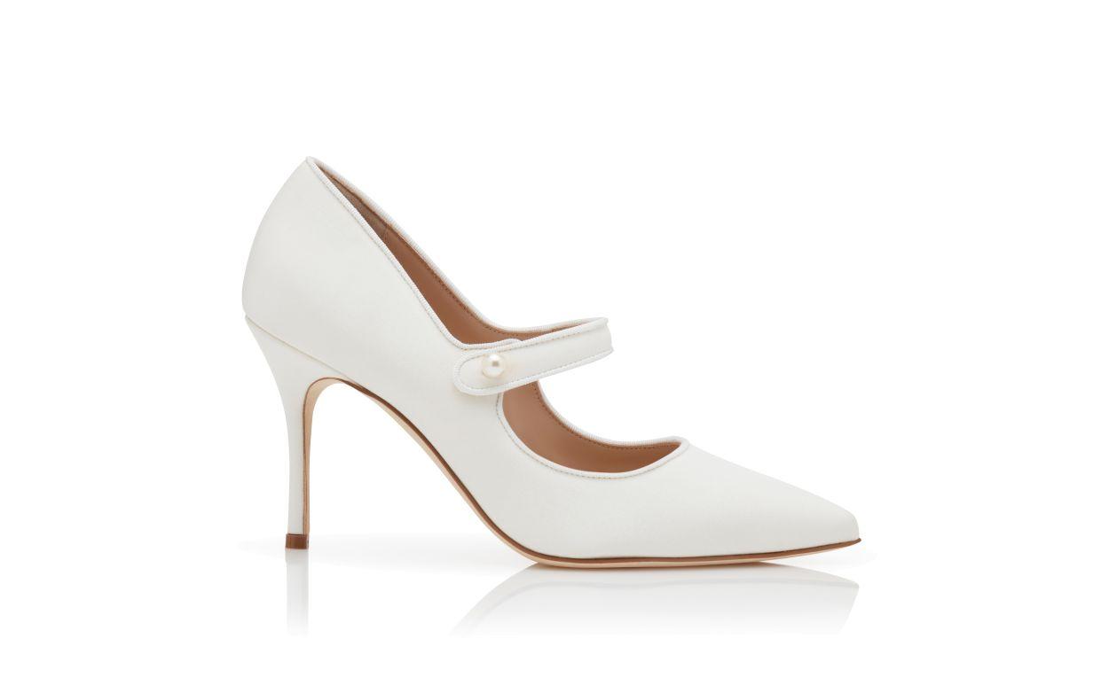 CAMPARIPEARL White Crepe De Chine Mary Jane Pumps
 Product Image