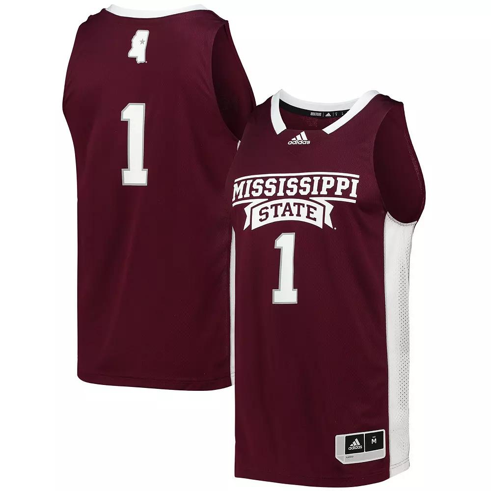 Men's adidas #1 Maroon Mississippi State Bulldogs Team Swingman Basketball Jersey, Size: 2XL, Mst Red Product Image