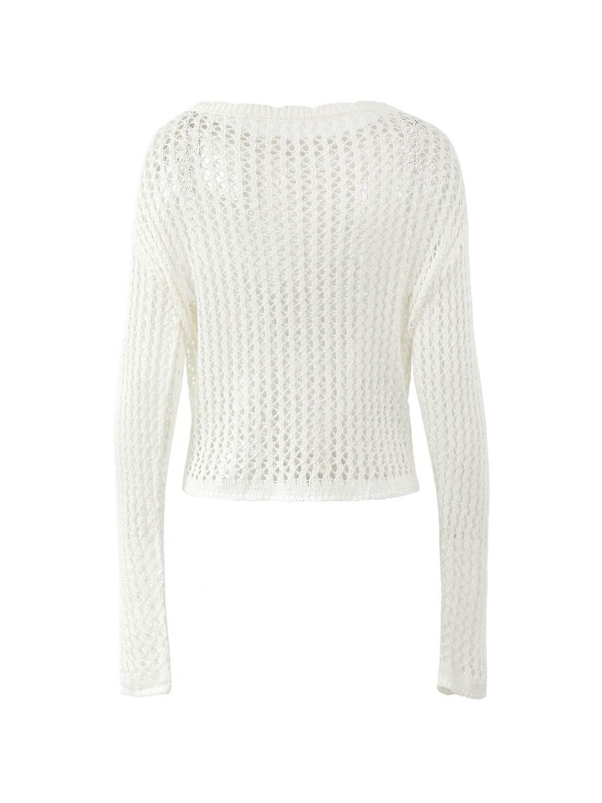 Hollow Out Crochet Long Sleeve Knit Top Product Image