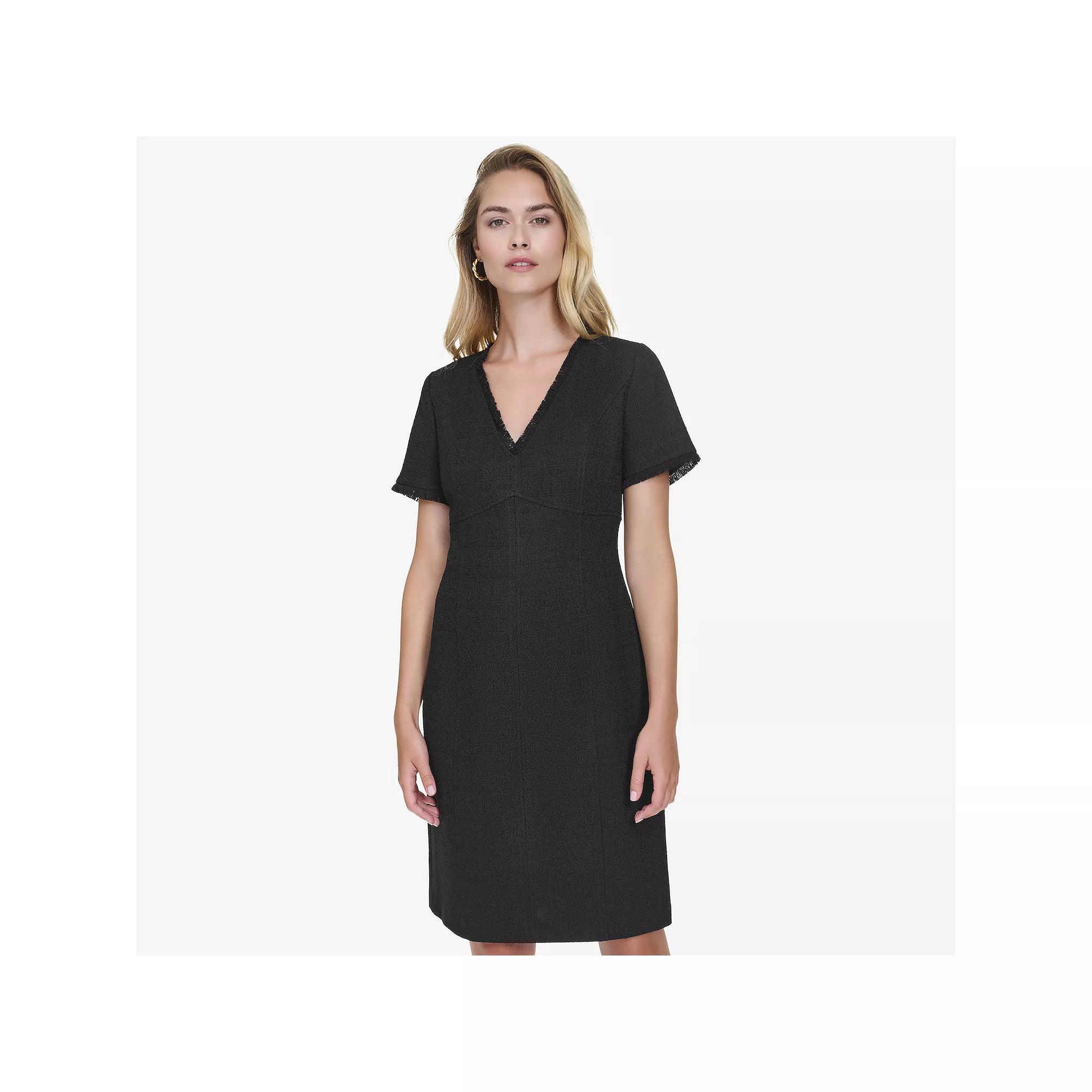 Women's Andrew Marc Short Sleeve V-Neck Sheath Dress, Size: 6, Black Product Image