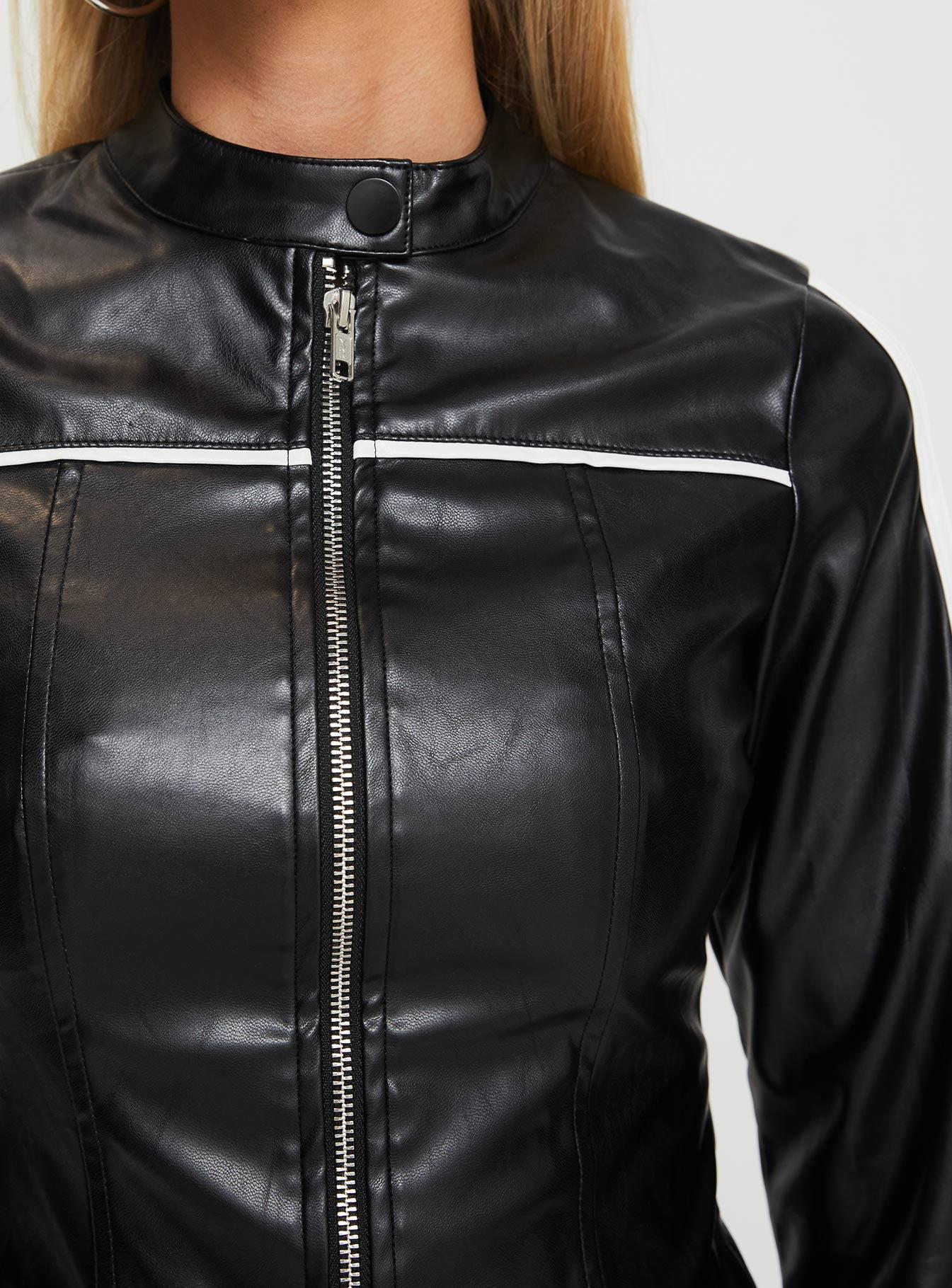 Lowgan Faux Leather Jacket Black Product Image