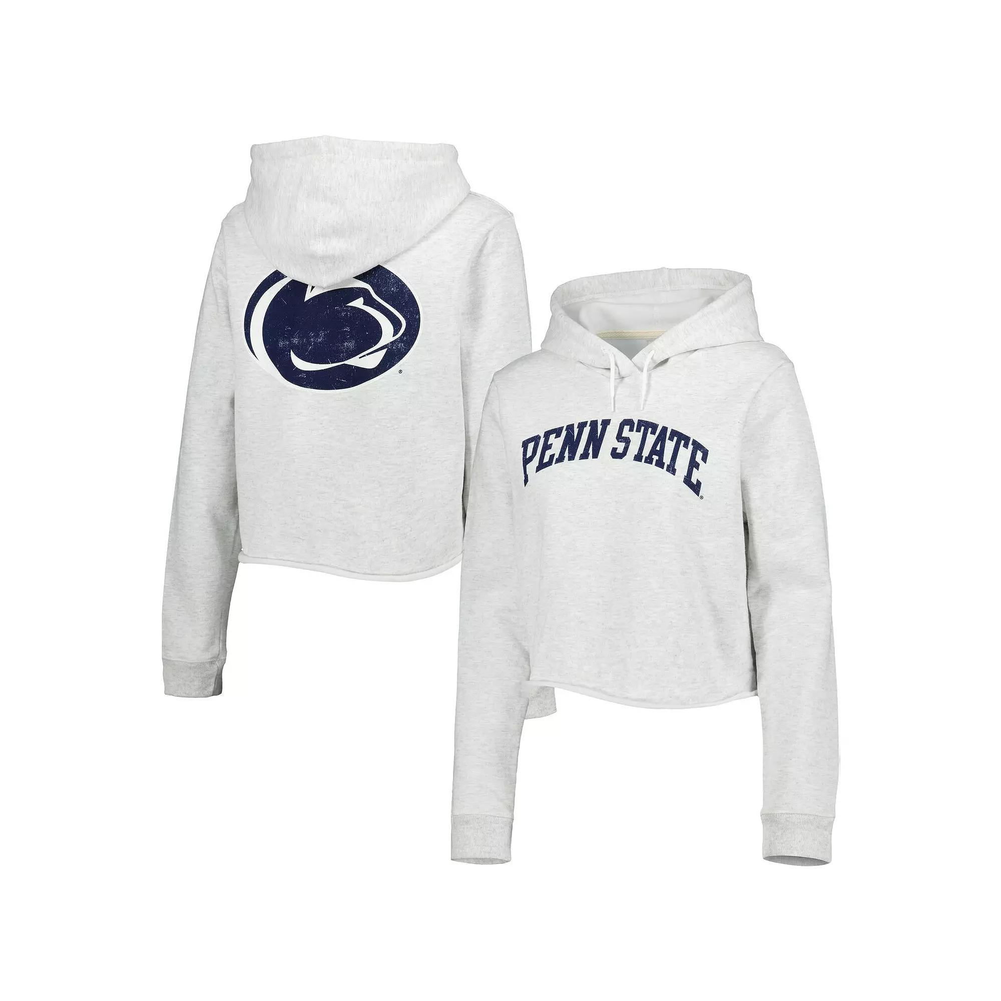 Women's League Collegiate Wear Ash Penn State Nittany Lions 2-Hit 1636 Cropped Pullover Hoodie,  Product Image