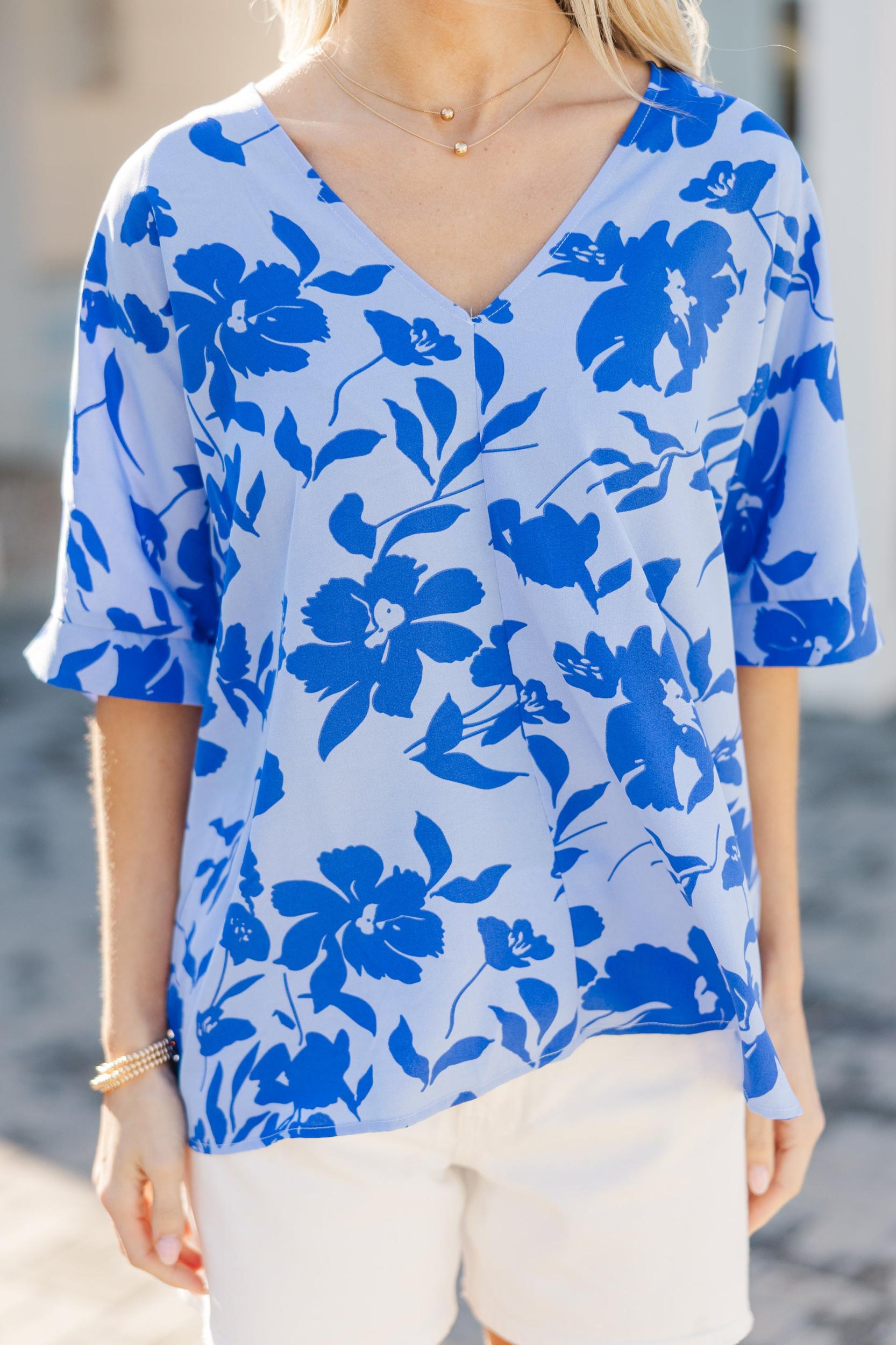By The Garden Blue Floral Top Female Product Image