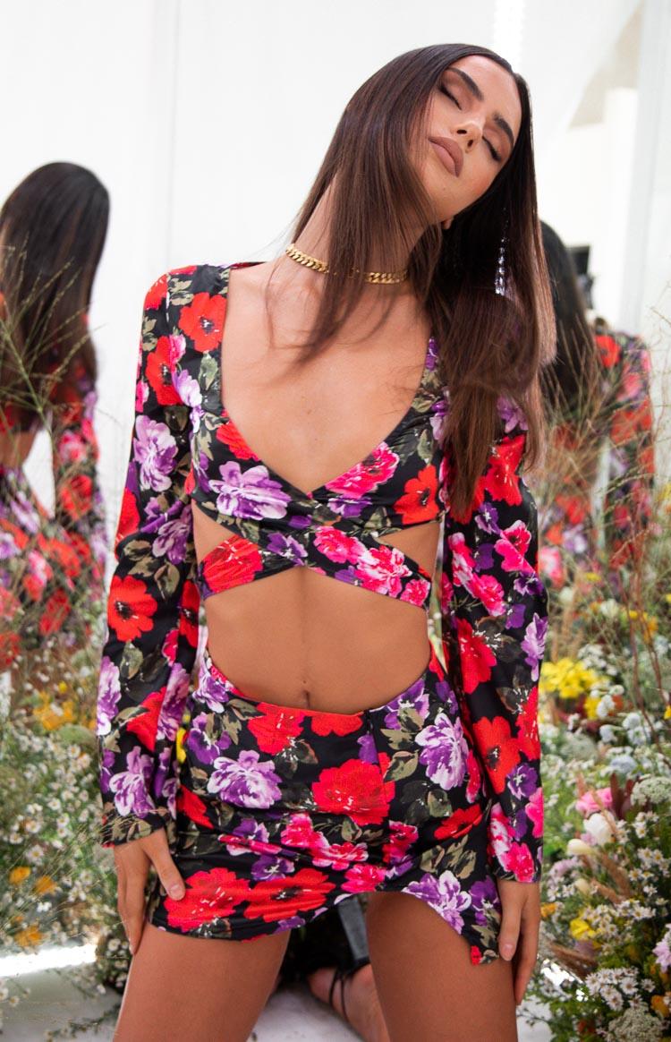 Clea Red Floral Mini Skirt Product Image