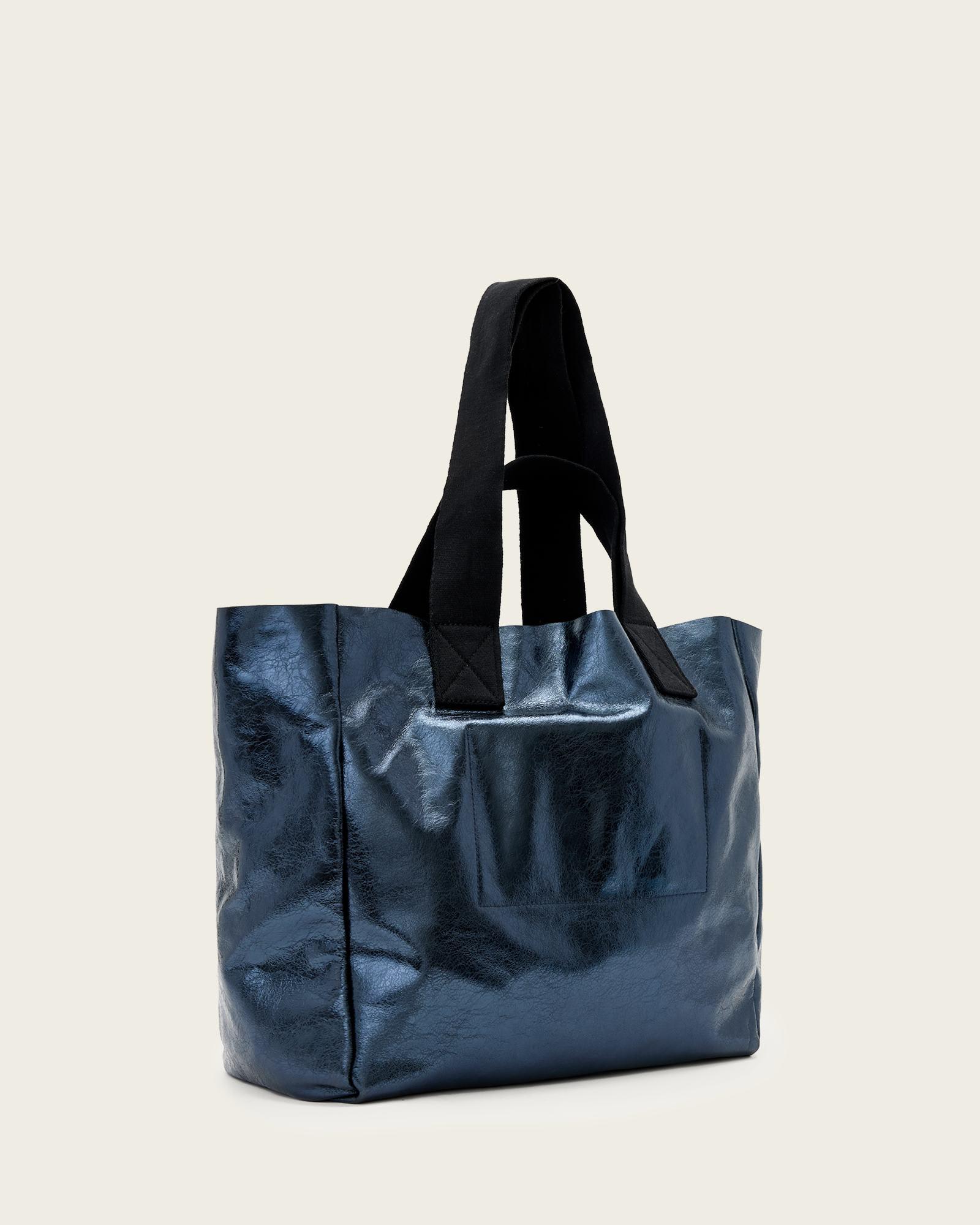 Izzy Leather Tote Bag Ink Blue | ALLSAINTS US Product Image