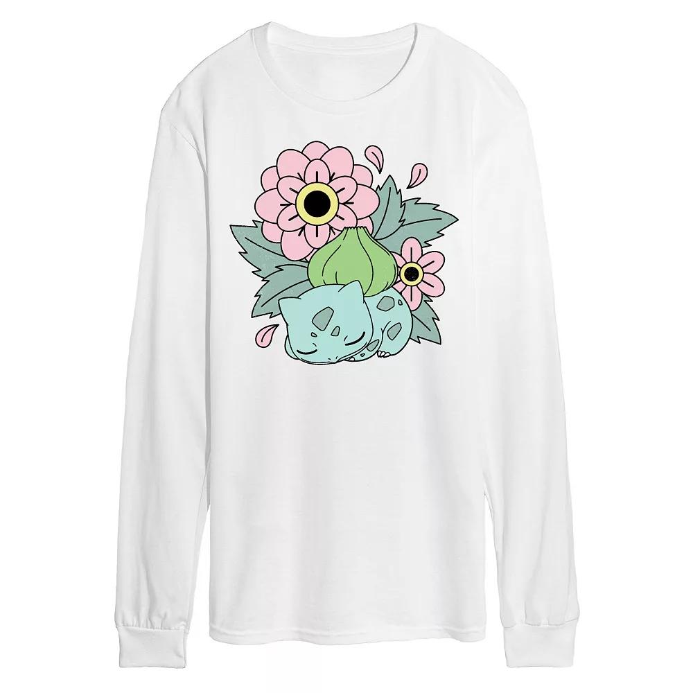 Men's Pokémon Bulba Flowers Long Sleeve Graphic Tee,  Product Image