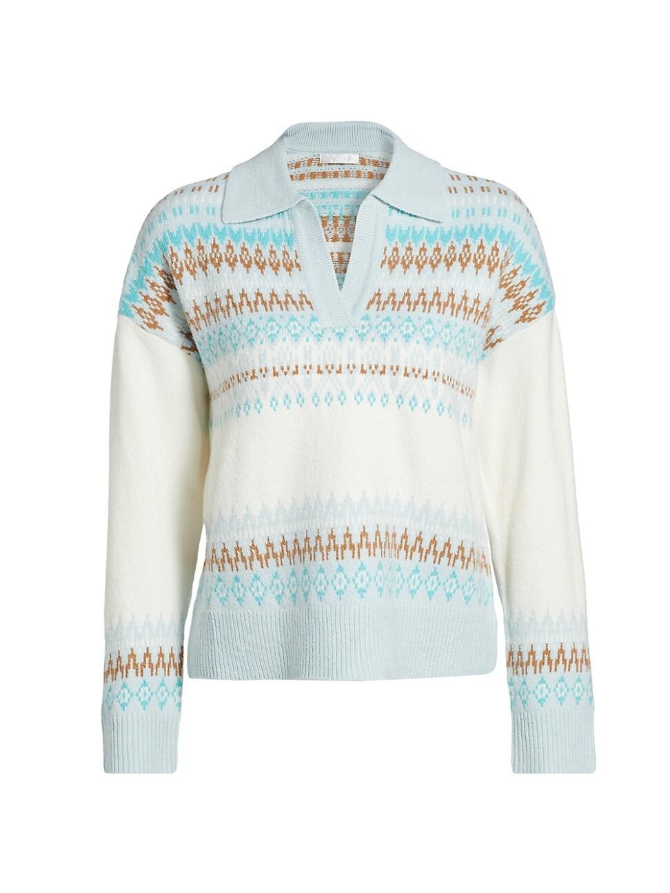 Womens Fair Isle-Style Johnny-Collar Sweater Product Image