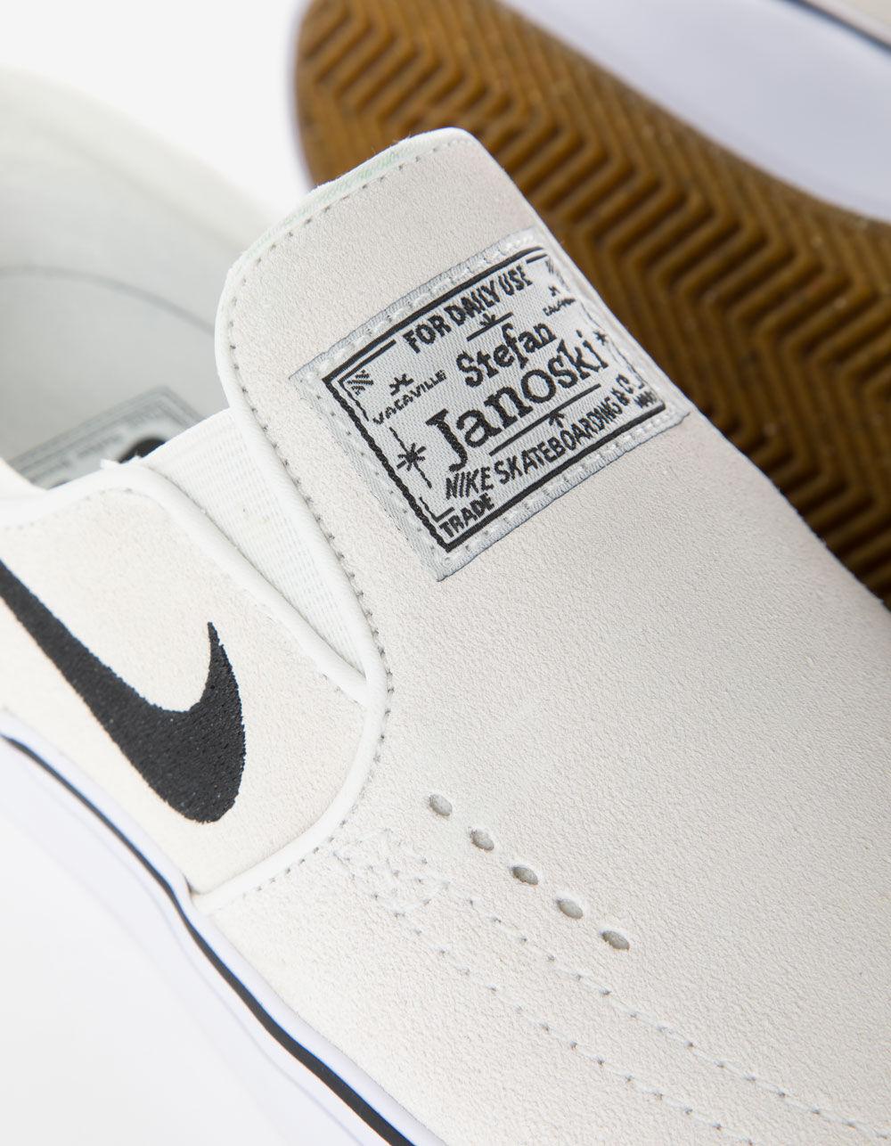 NIKE SB Janoski+ Slip-On Skate Shoes - WHT/BLK Product Image