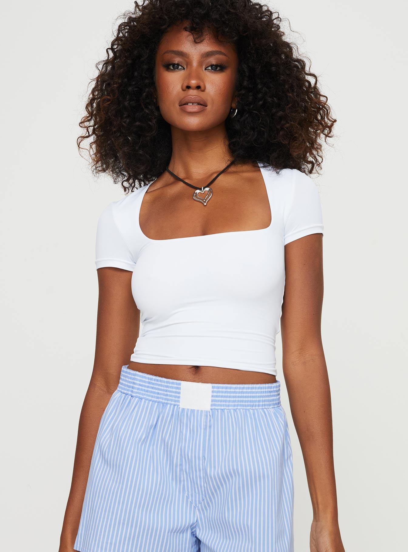 Back In Time Short Sleeve Top White Product Image