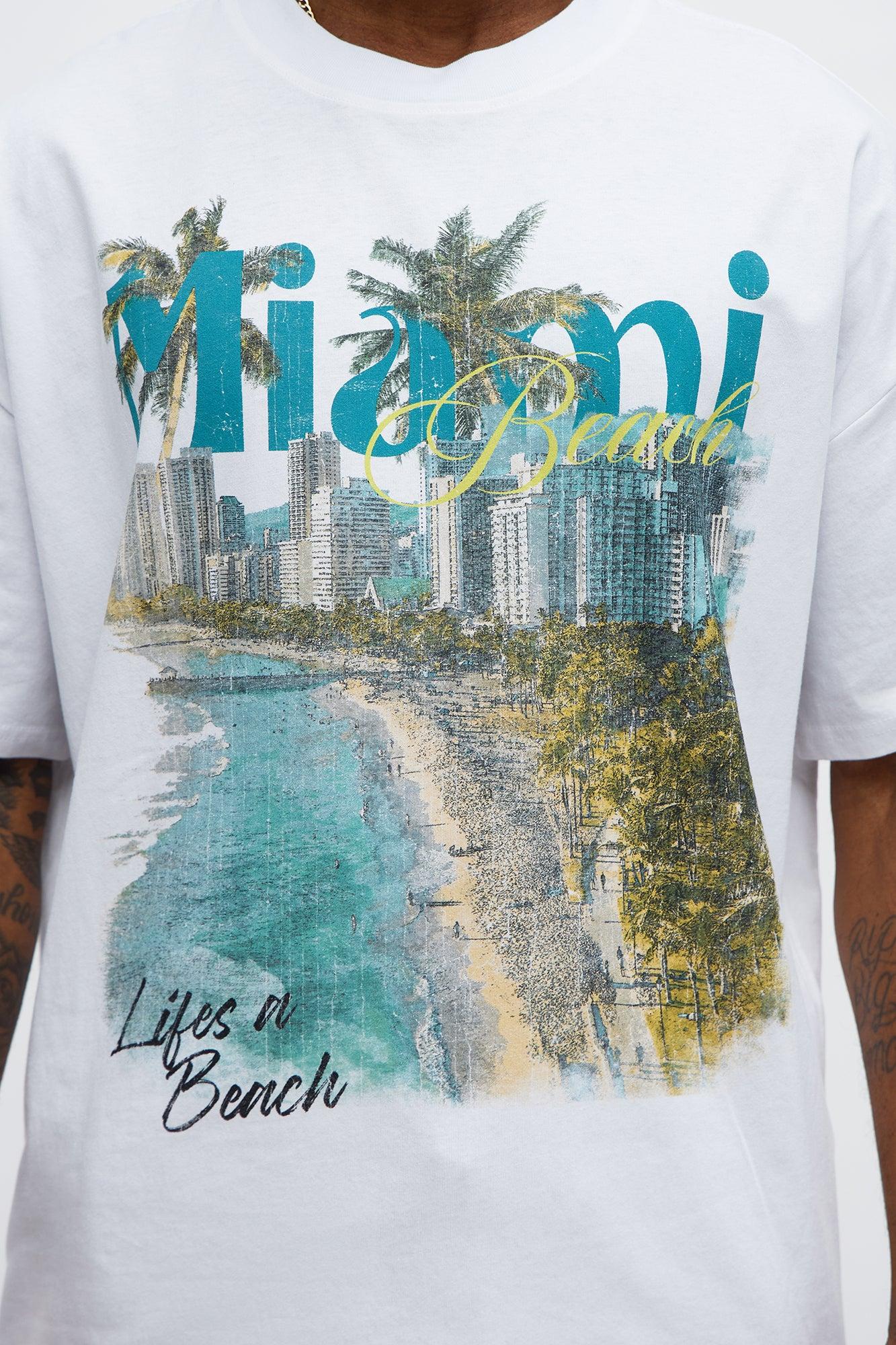 Miami Beach Oversized Short Sleeve Tee - White Male Product Image