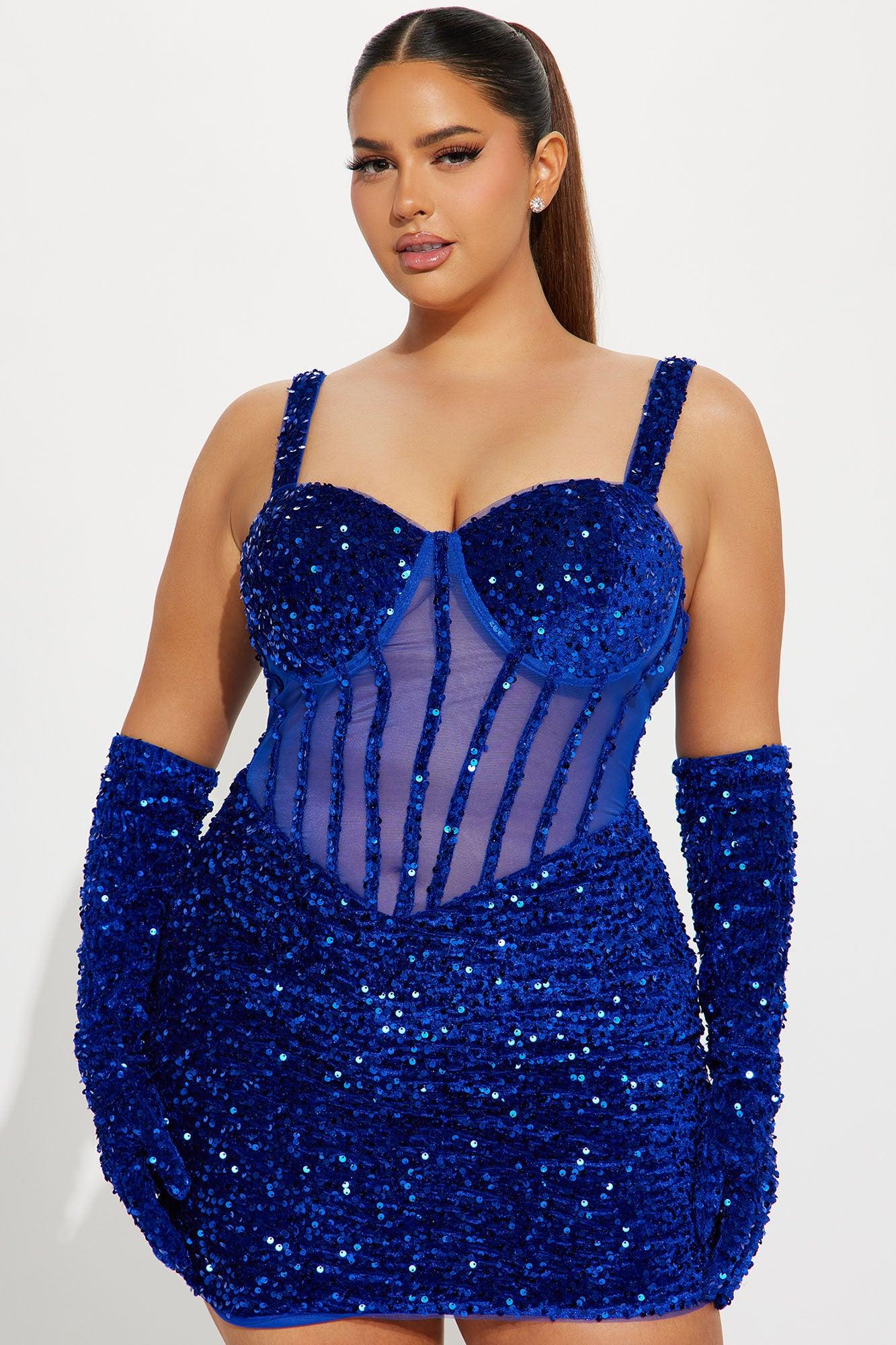 Khloe Sequin Mini Dress - Royal Product Image