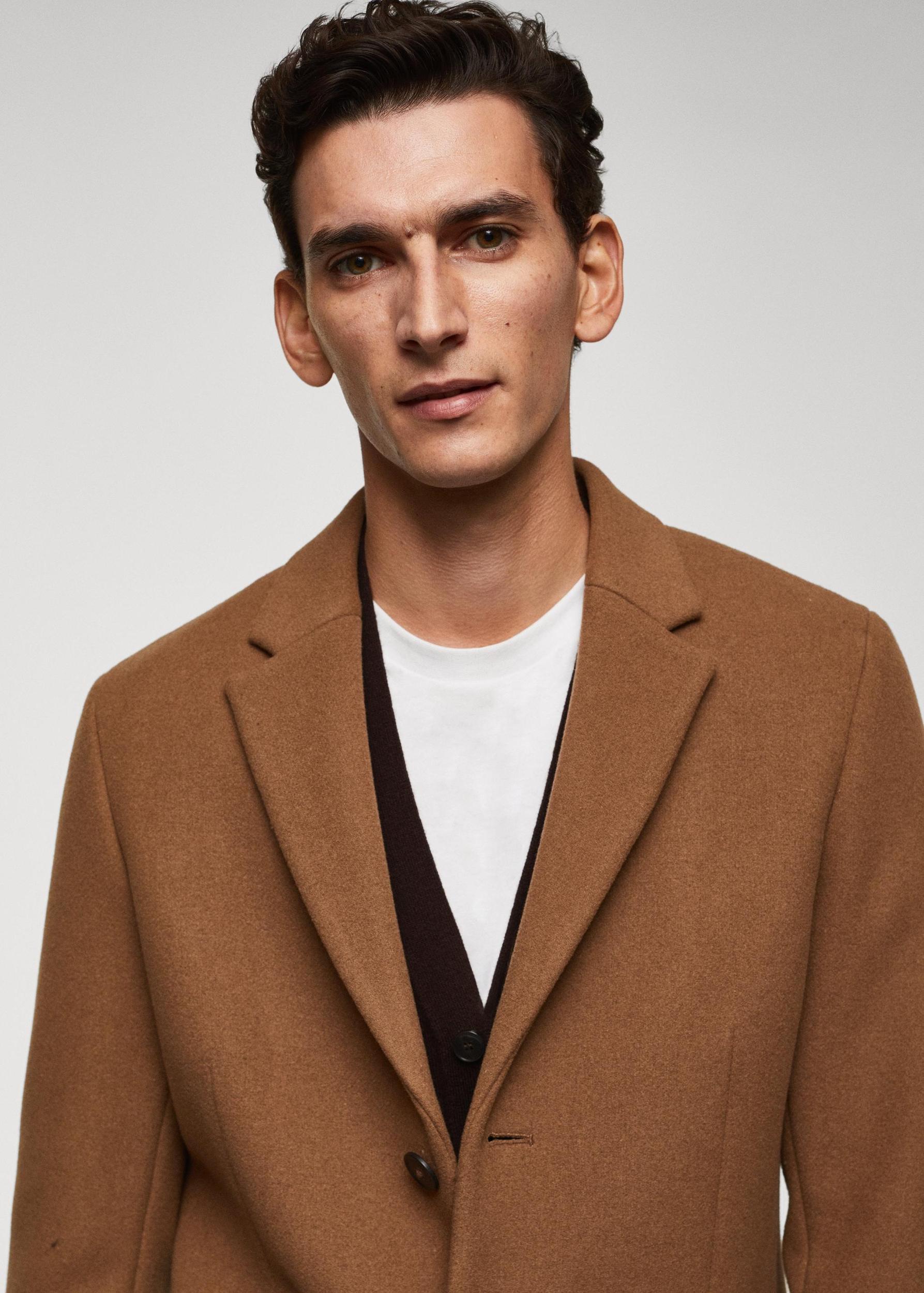 Long recycled wool coat - Men | MANGO USA Product Image
