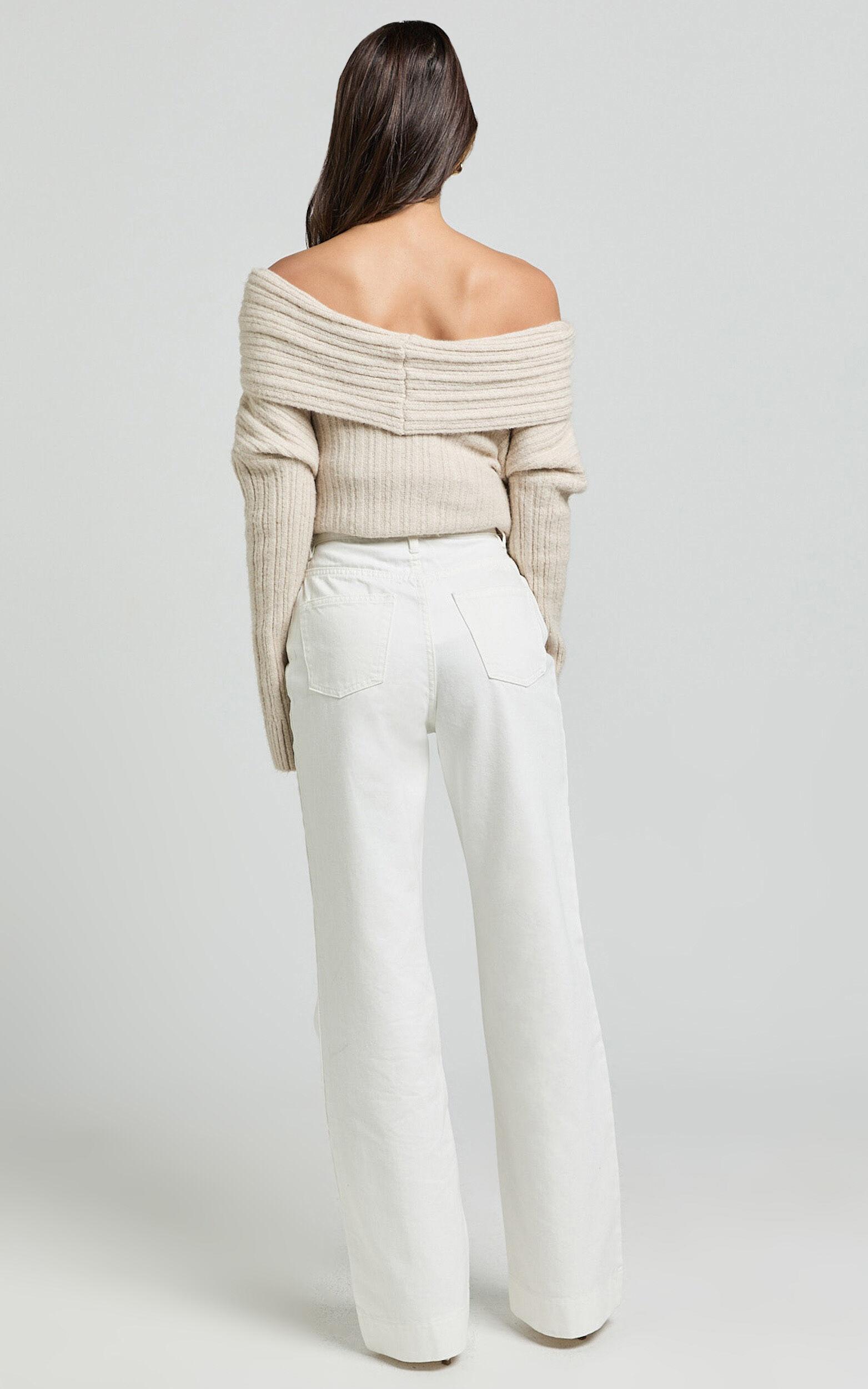 Dexter Jeans - High Waisted Straight Leg Denim Jeans in Ecru Product Image